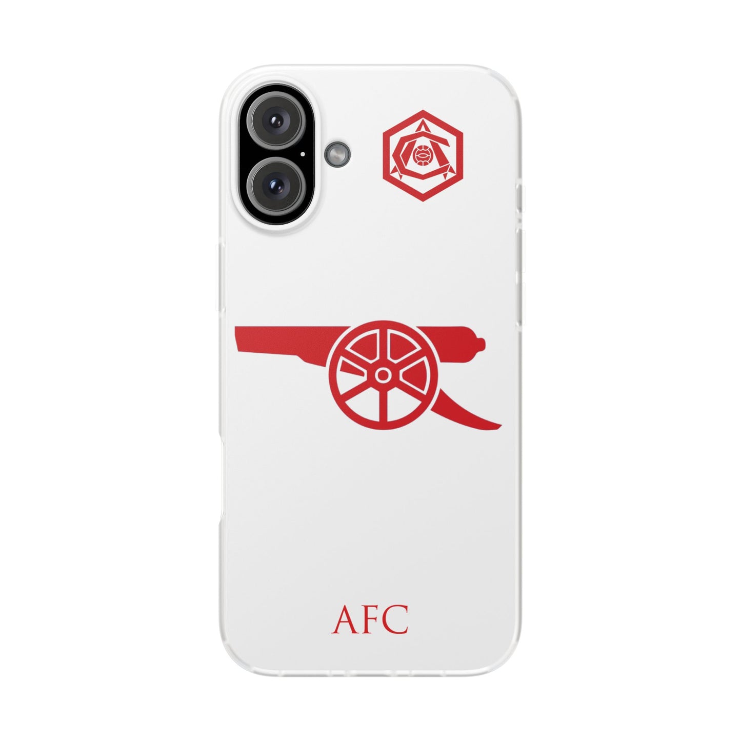 Arsenal Cannon & Monogram White iPhone Flexi Case - iPhone 16, 15, 14, Plus/Pro/Pro Max