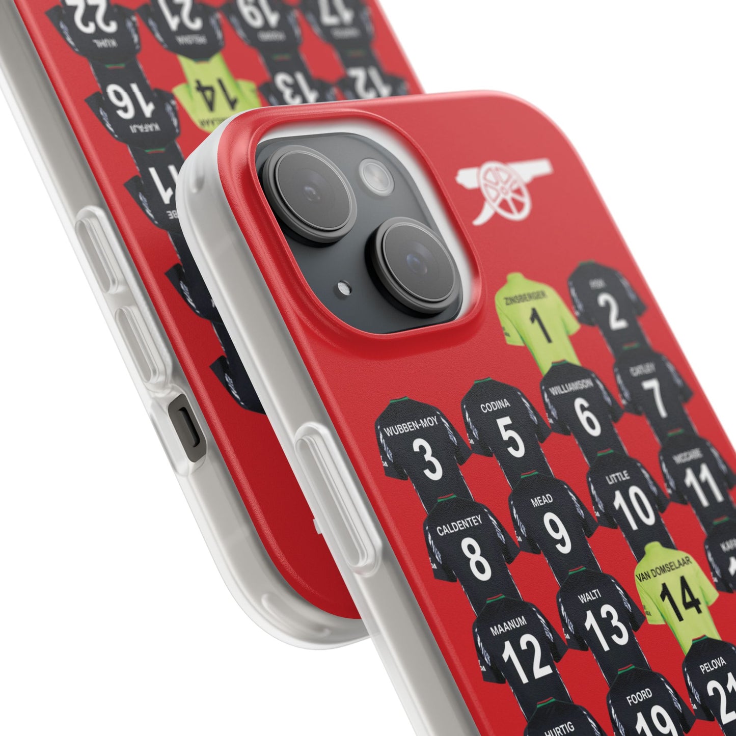 Arsenal Women Away Kit iPhone Flexi Case - iPhone 16, 15, 14, 13, 12, Mini/Plus/Pro/Pro Max - Red