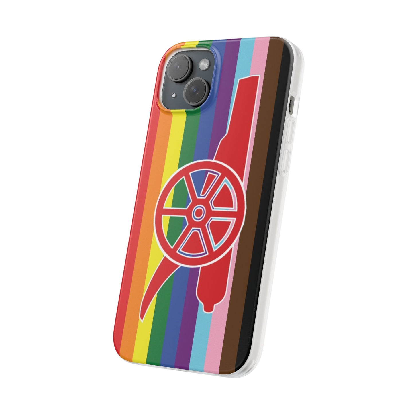 Arsenal Cannon Rainbow iPhone Flexi Case - iPhone 16, 15, 14, Plus/Pro/Pro Max