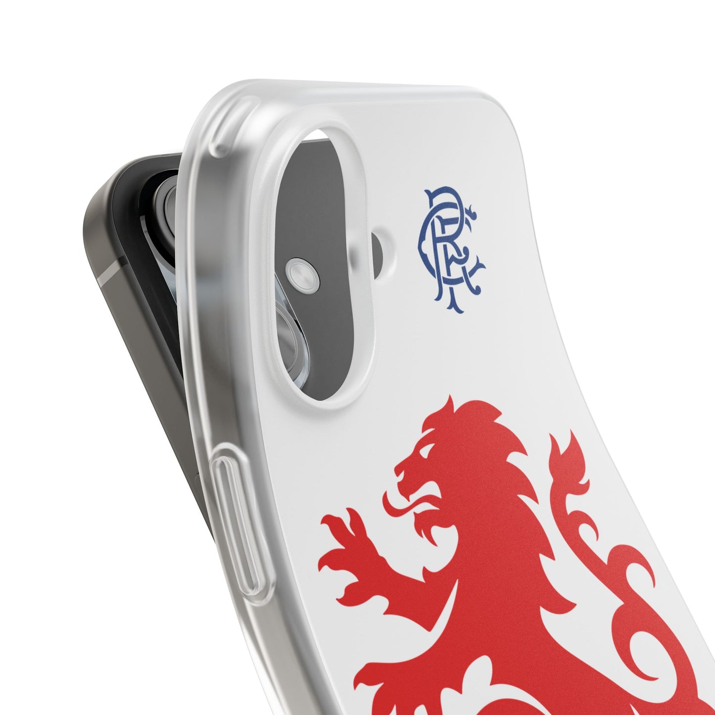 Rangers Lion & Monogram White iPhone Flexi Case - iPhone 16, 15, 14, Plus/Pro/Pro Max