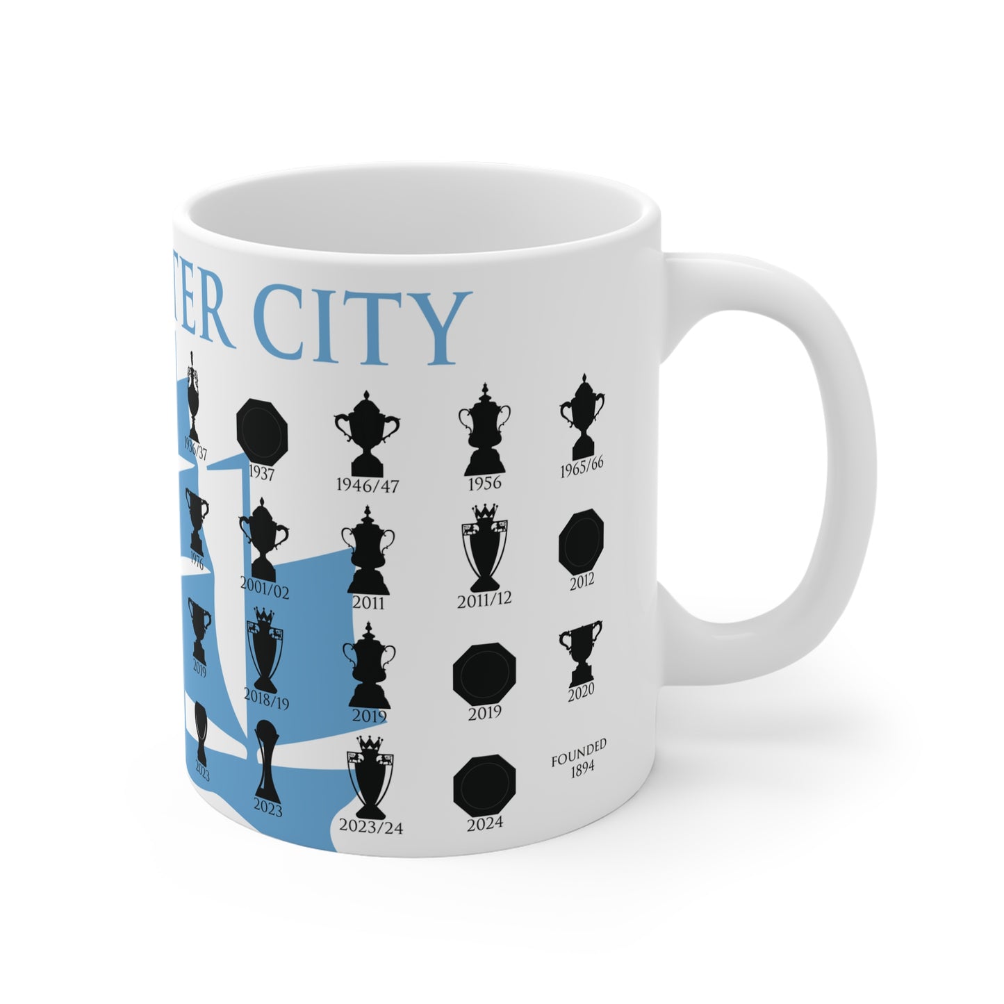 Manchester City Trophies Collection & Ship Mug - White