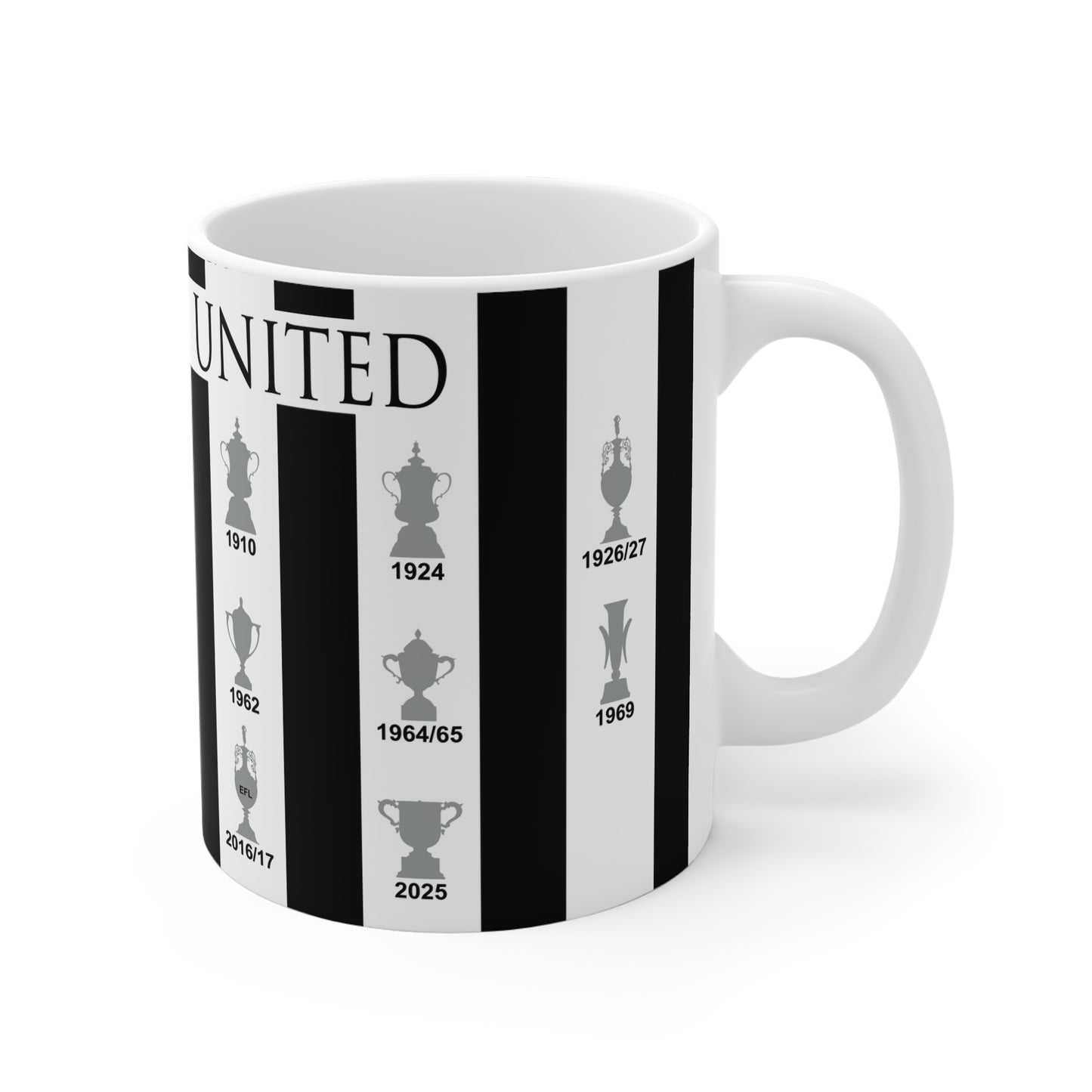 Newcastle United Trophies Collection Mug UPDATED - Black Text Striped
