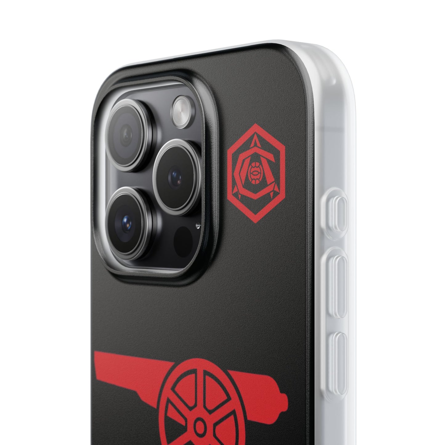 Arsenal Cannon & Monogram Black iPhone Flexi Case - iPhone 16, 15, 14, Plus/Pro/Pro Max