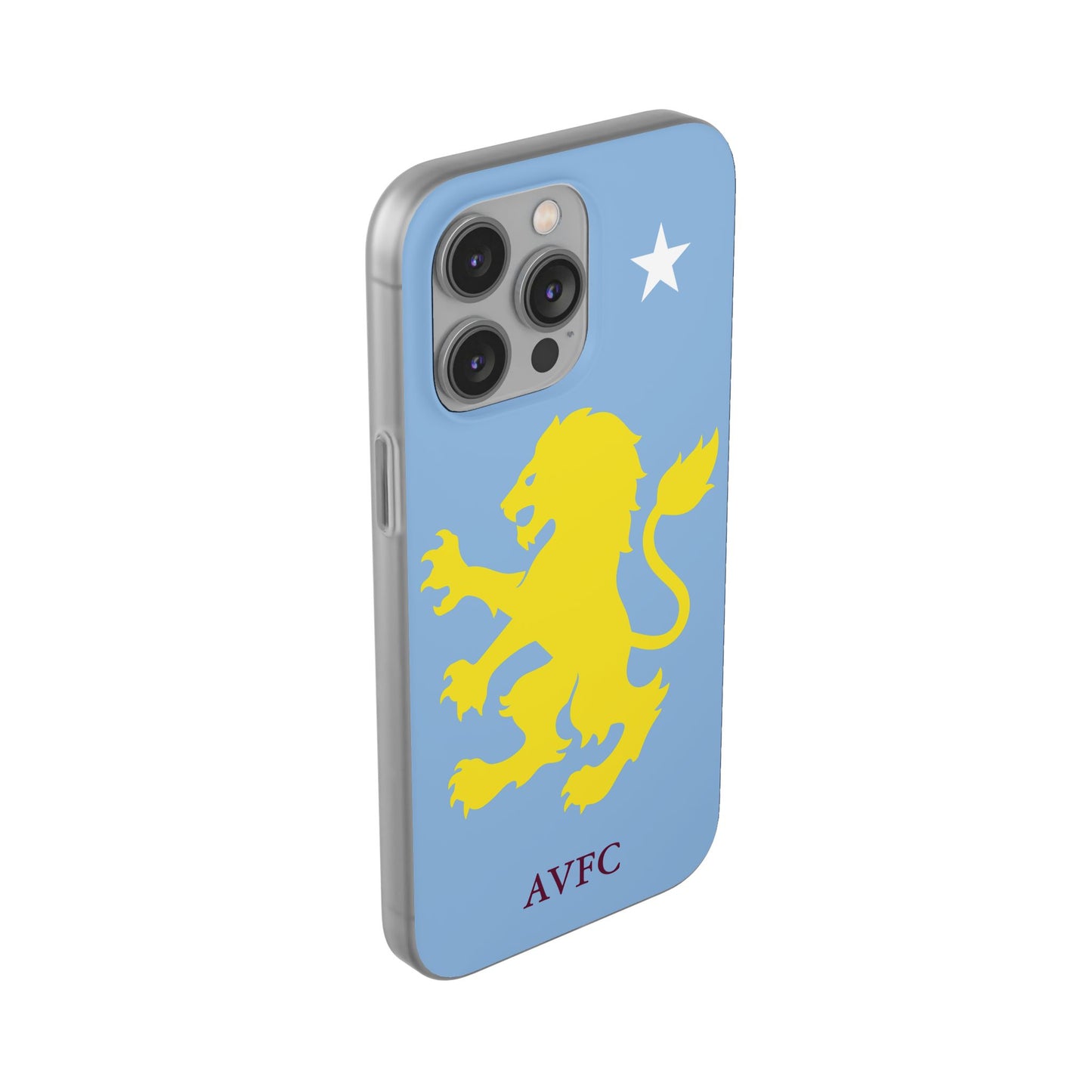 Aston Villa iPhone Flexi Case - iPhone 16, 15, 14, Plus/Pro/Pro Max - Blue, Yellow Lion