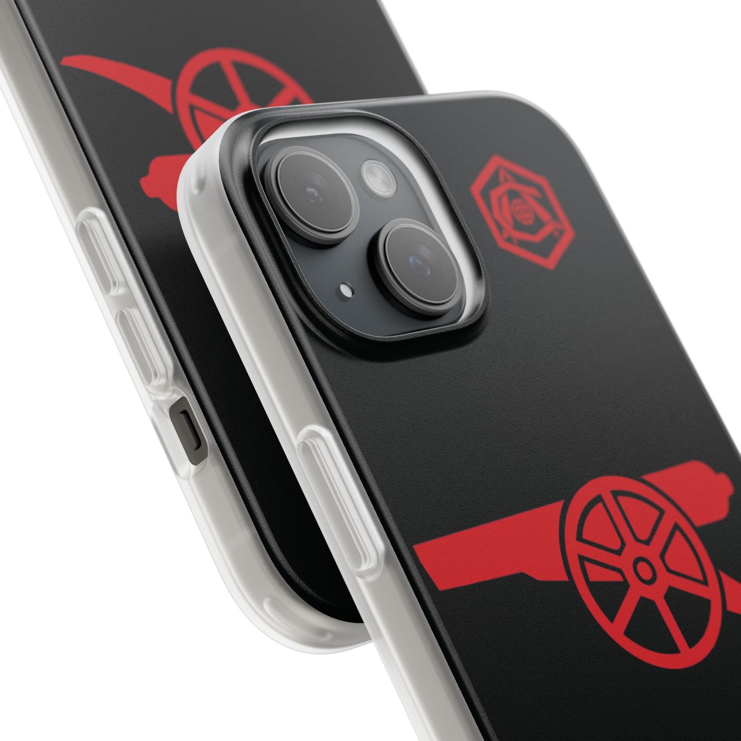 Arsenal Cannon & Monogram Black iPhone Flexi Case - iPhone 16, 15, 14, Plus/Pro/Pro Max