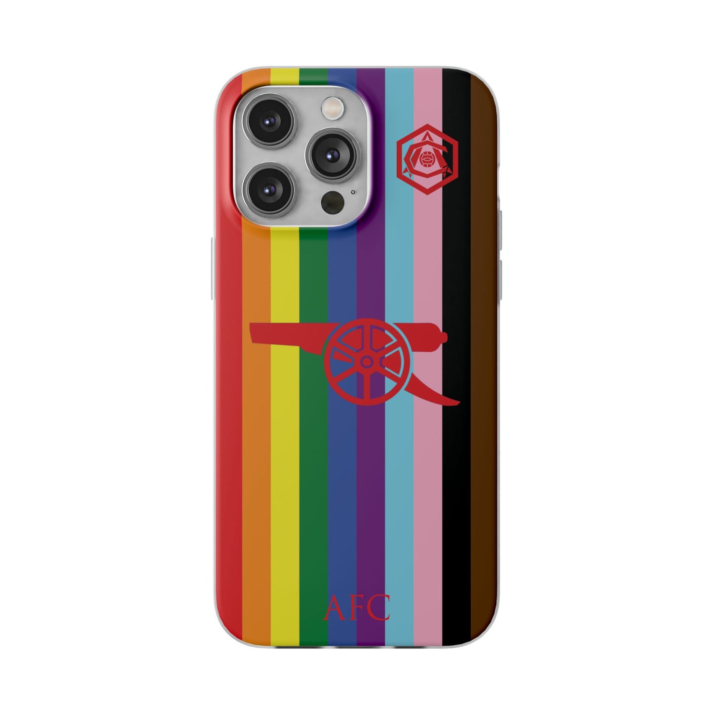 Arsenal Cannon & Monogram Rainbow iPhone Flexi Case - iPhone 16, 15, 14, Plus/Pro/Pro Max