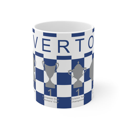 Everton Blue & White Chequered Trophies Mug