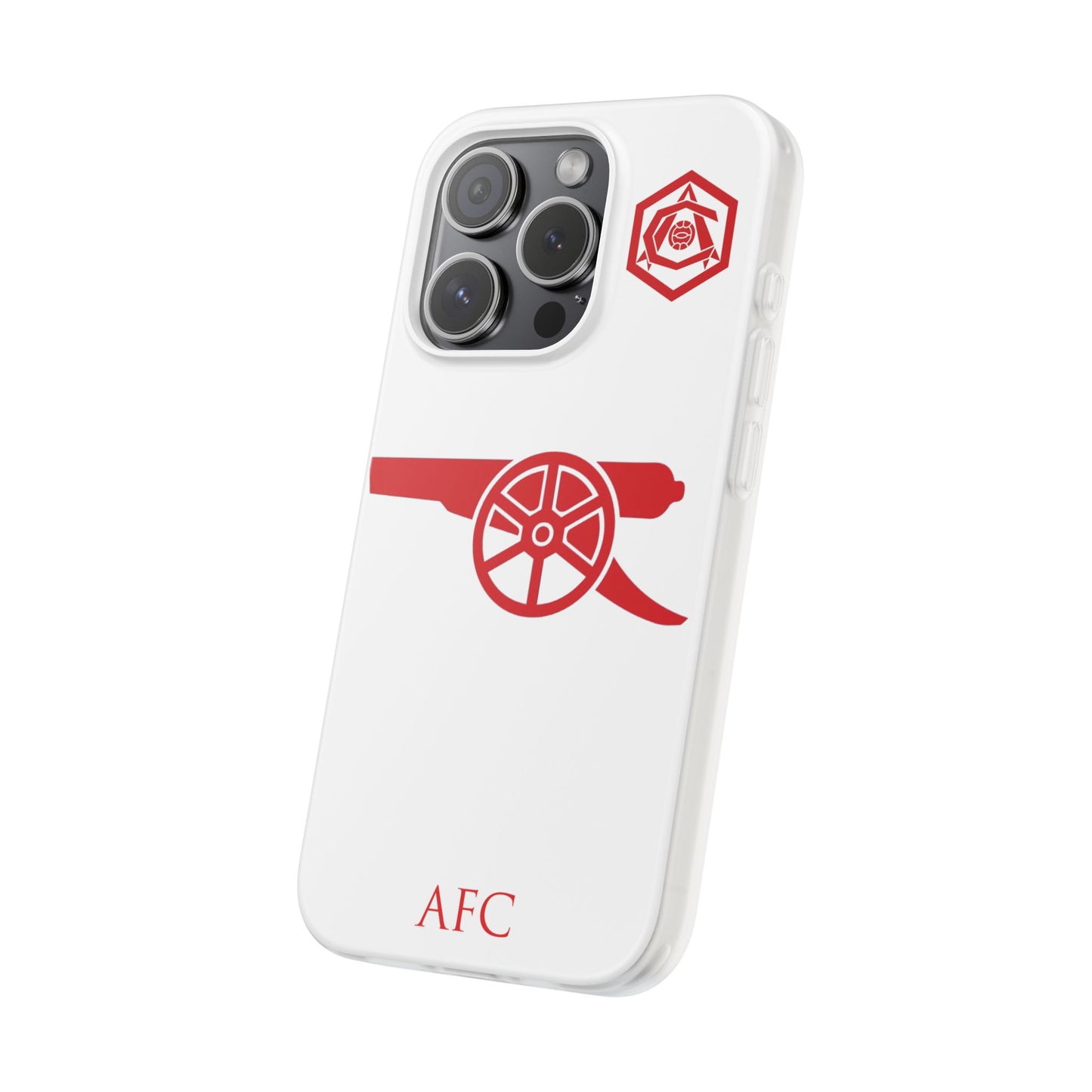 Arsenal Cannon & Monogram White iPhone Flexi Case - iPhone 16, 15, 14, Plus/Pro/Pro Max