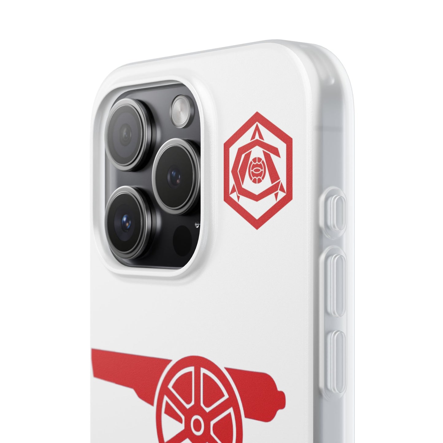 Arsenal Cannon & Monogram White iPhone Flexi Case - iPhone 16, 15, 14, Plus/Pro/Pro Max