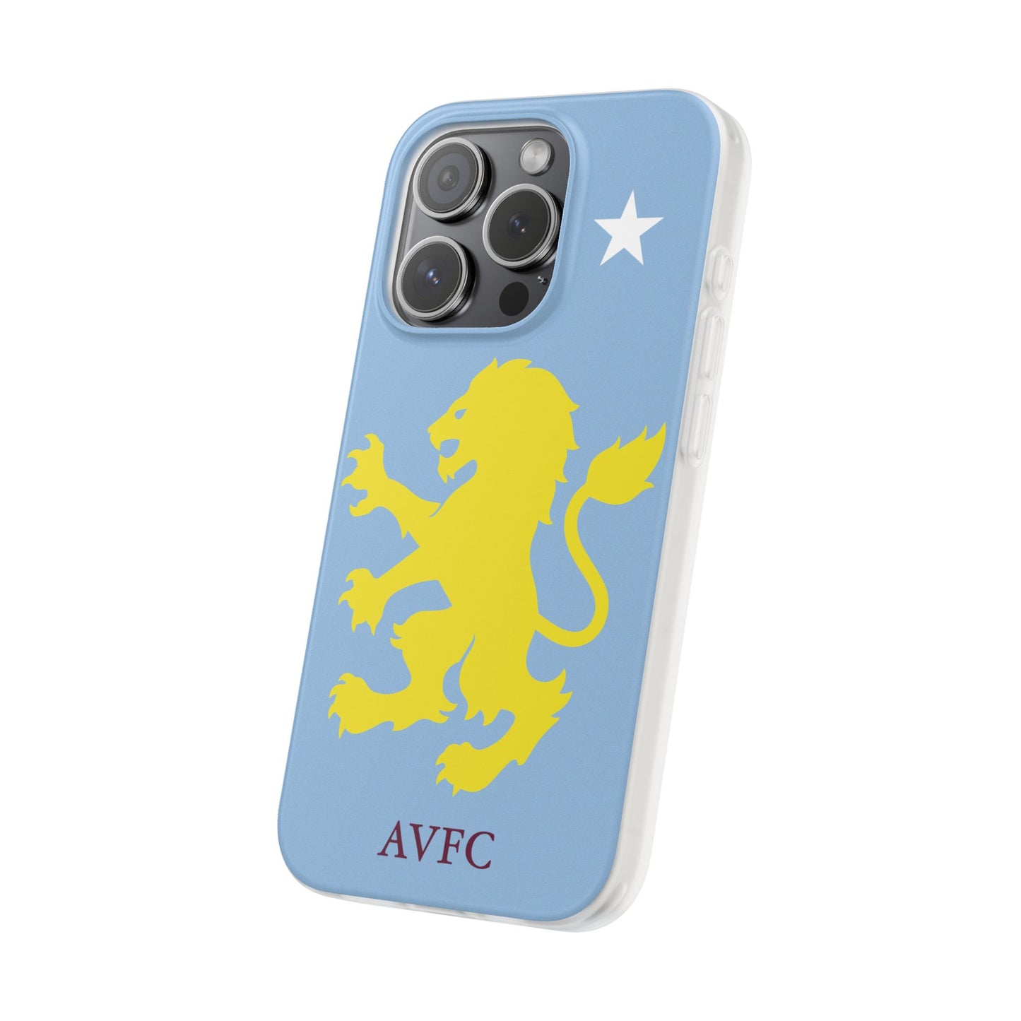 Aston Villa iPhone Flexi Case - iPhone 16, 15, 14, Plus/Pro/Pro Max - Blue, Yellow Lion