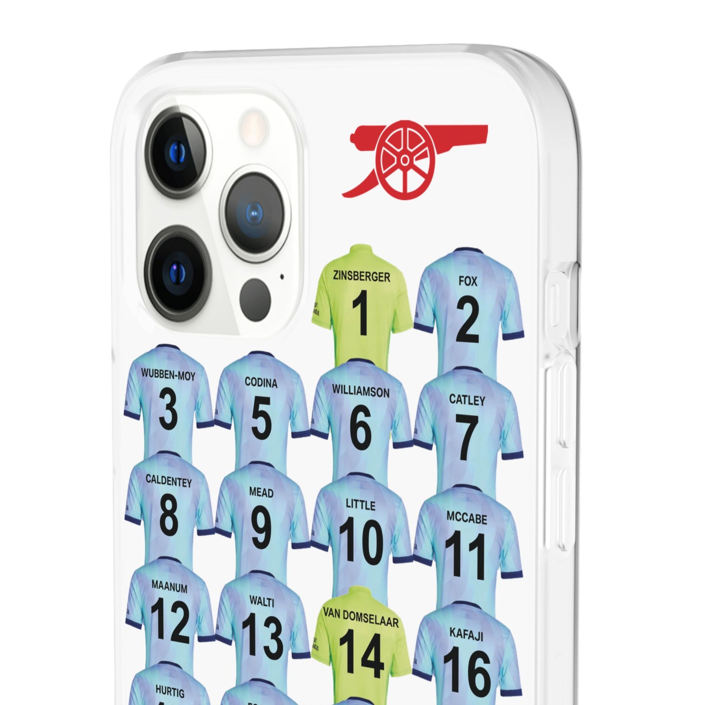 Arsenal Women Third Kit iPhone Flexi Case - iPhone 16, 15, 14, 13, 12, Mini/Plus/Pro/Pro Max - White