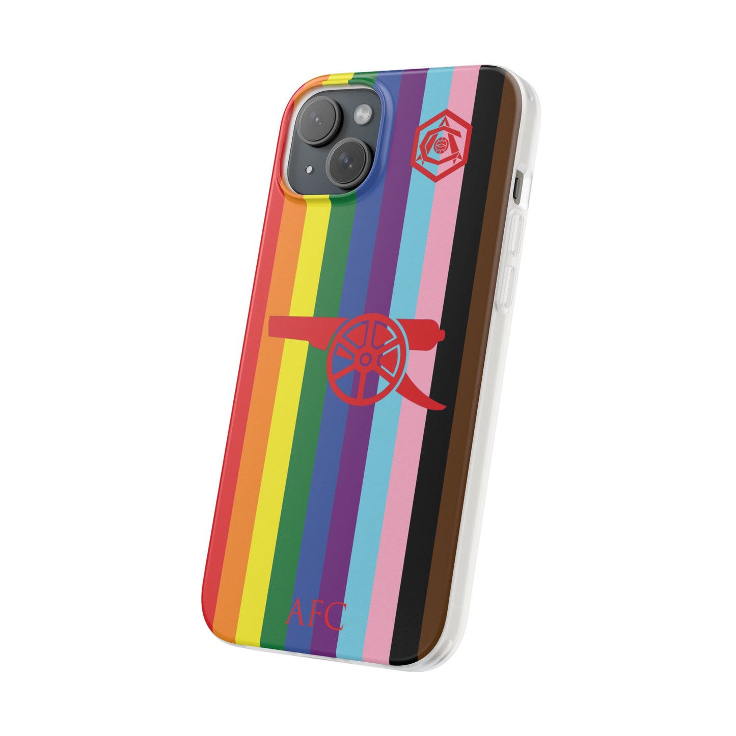 Arsenal Cannon & Monogram Rainbow iPhone Flexi Case - iPhone 16, 15, 14, Plus/Pro/Pro Max