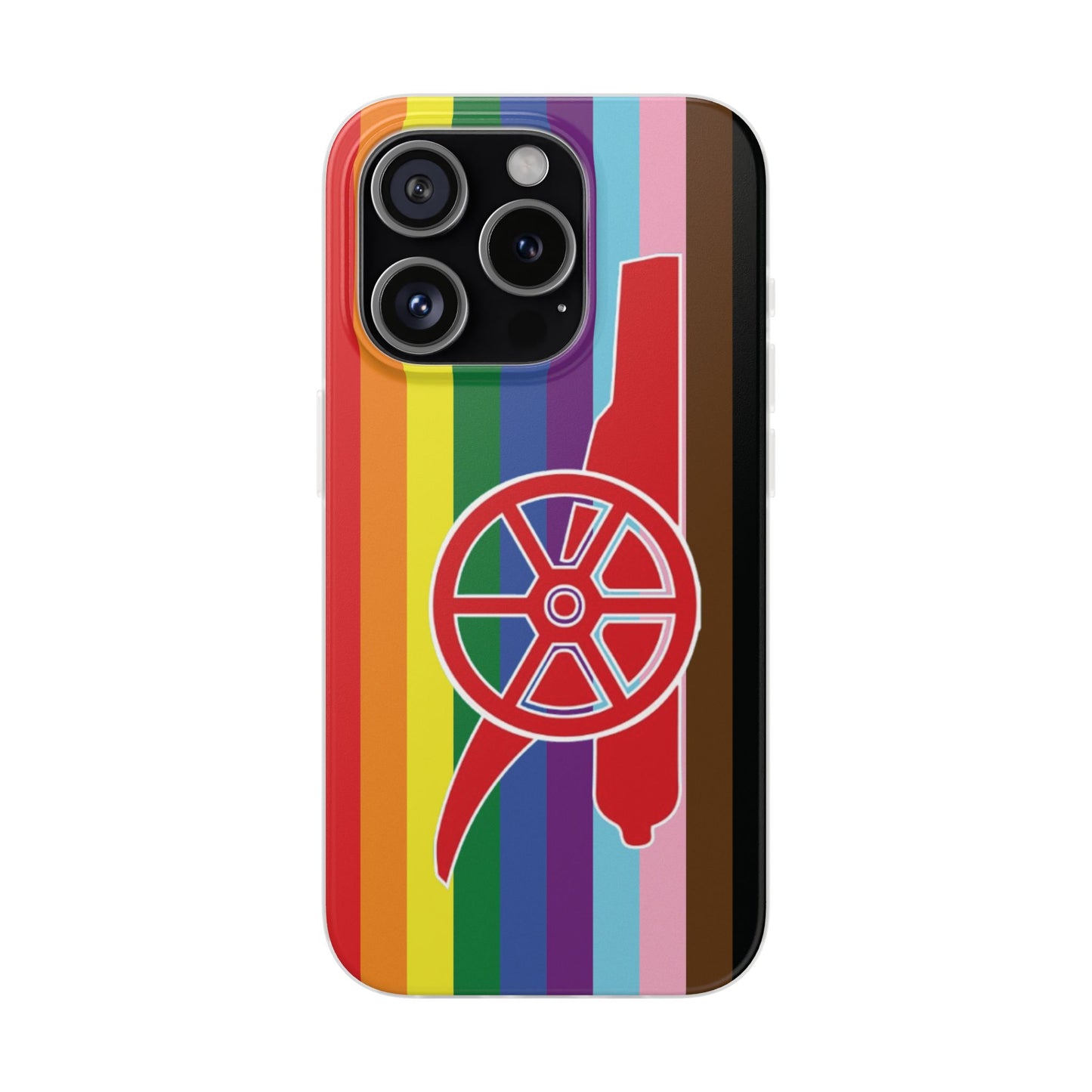 Arsenal Cannon Rainbow iPhone Flexi Case - iPhone 16, 15, 14, Plus/Pro/Pro Max