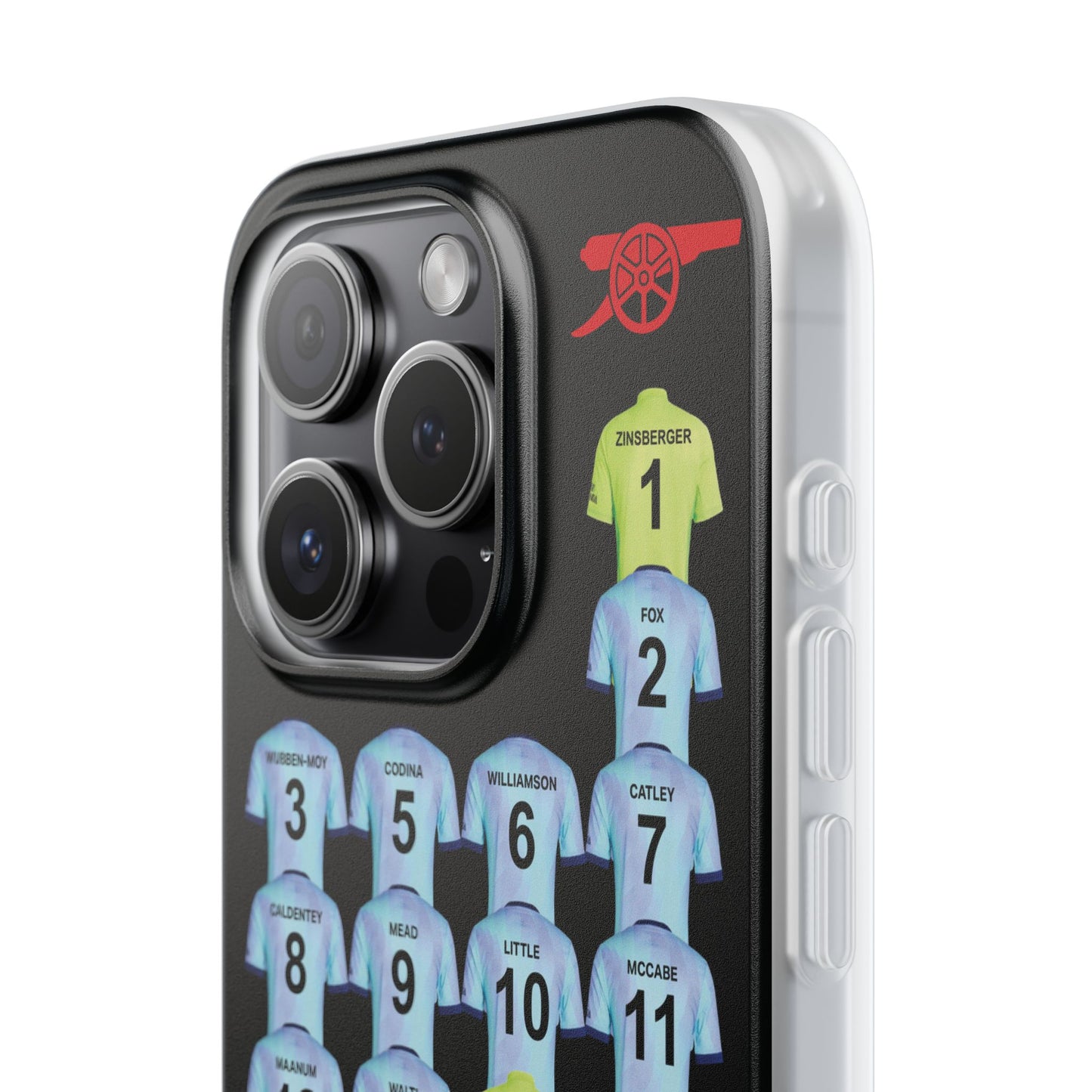 Arsenal Women Third Kit iPhone Flexi Case - iPhone 16, 15, 14, 13, 12, Mini/Plus/Pro/Pro Max - Black