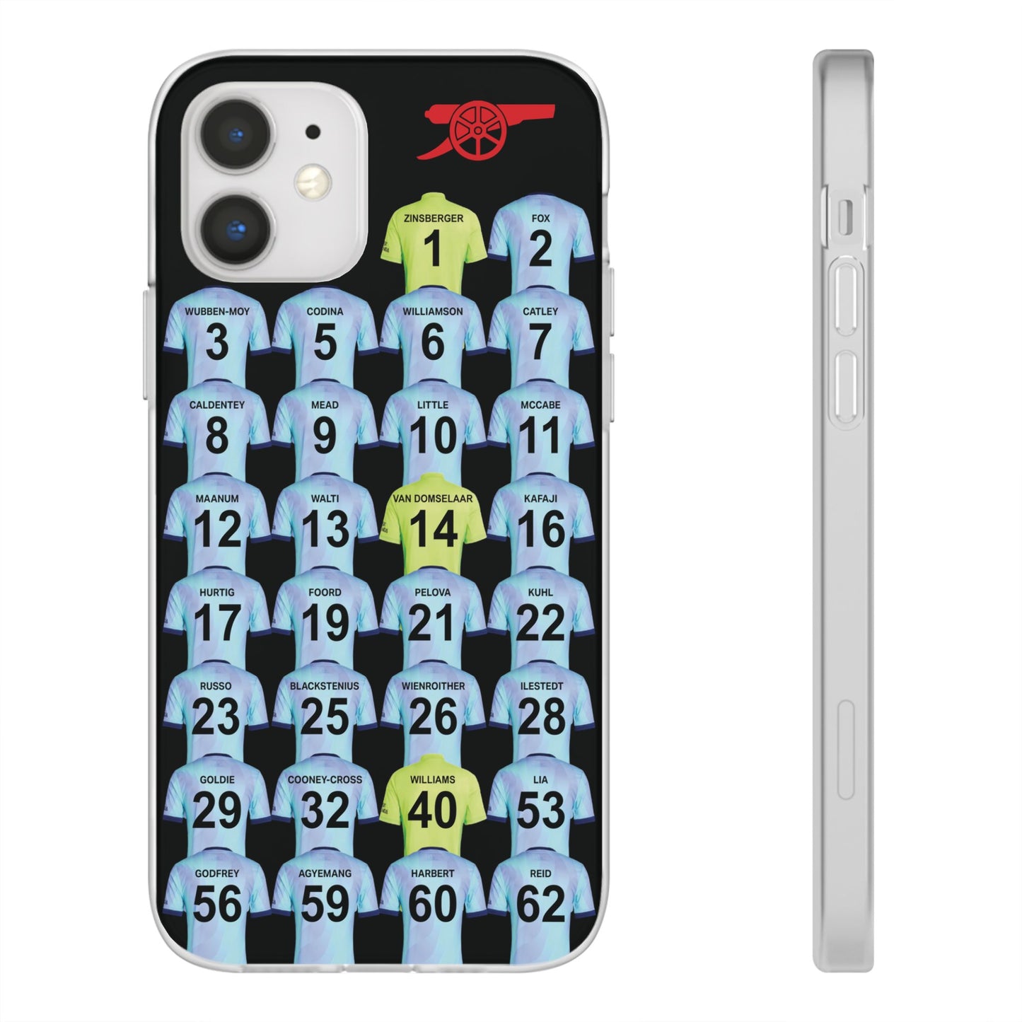 Arsenal Women Third Kit iPhone Flexi Case - iPhone 16, 15, 14, 13, 12, Mini/Plus/Pro/Pro Max - Black