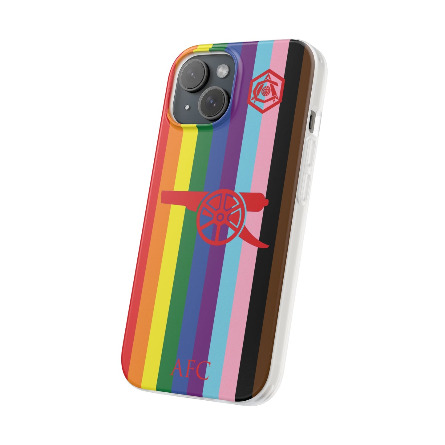 Arsenal Cannon & Monogram Rainbow iPhone Flexi Case - iPhone 16, 15, 14, Plus/Pro/Pro Max