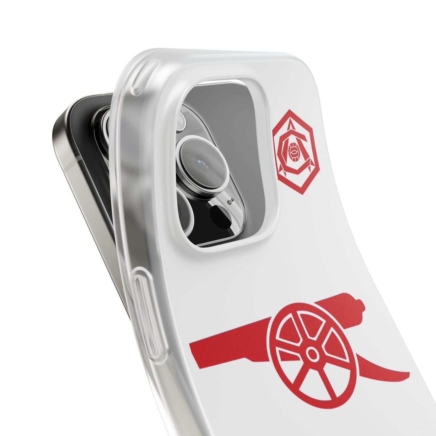 Arsenal Cannon & Monogram White iPhone Flexi Case - iPhone 16, 15, 14, Plus/Pro/Pro Max