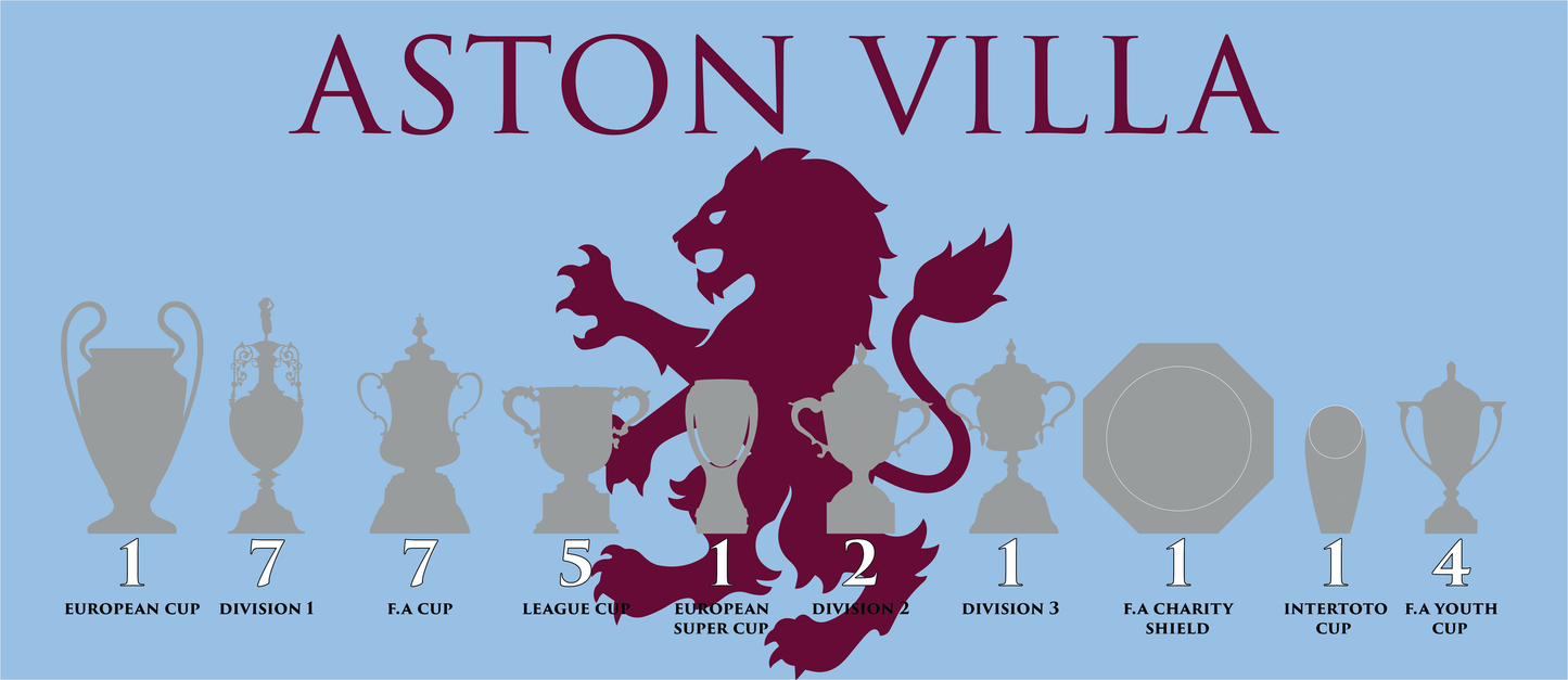 Aston Villa Trophies & Lion Mug - Blue