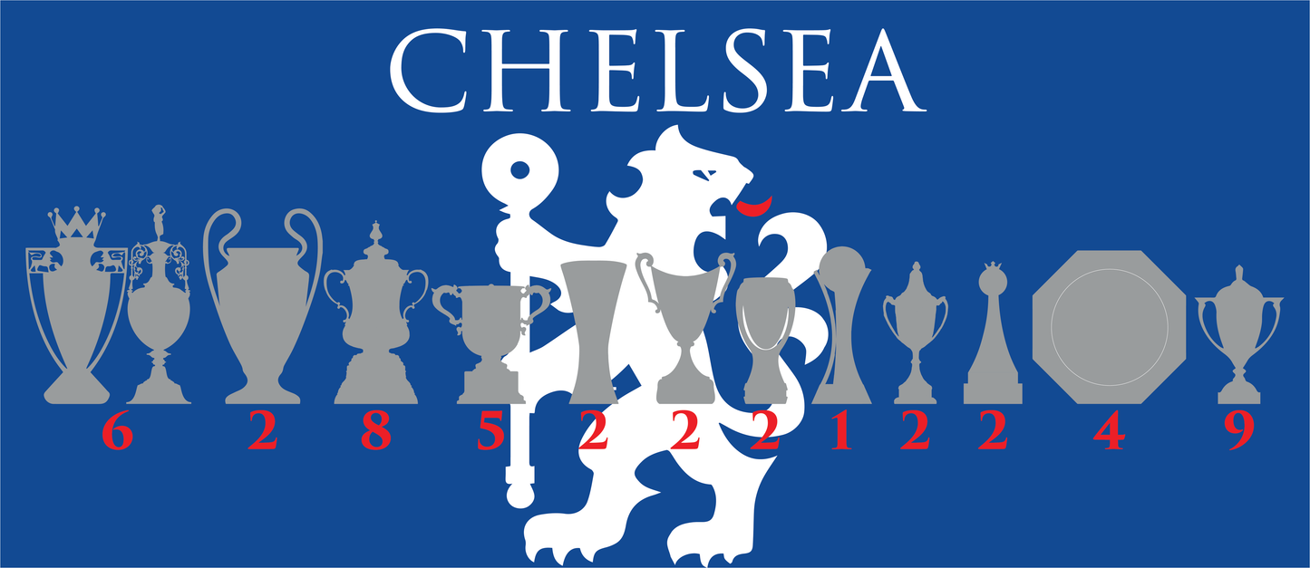 Chelsea Trophies & Lion Mug - Blue