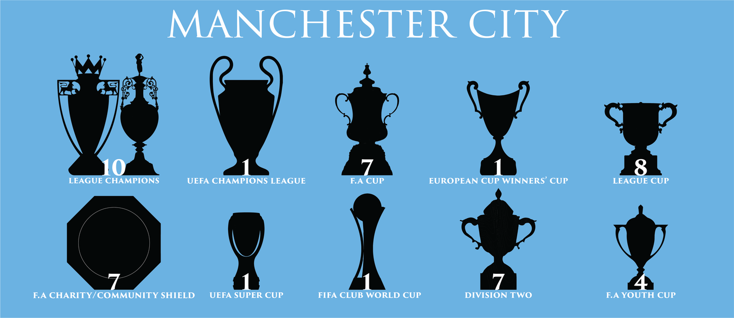 Manchester City Trophies Mug - Light Blue