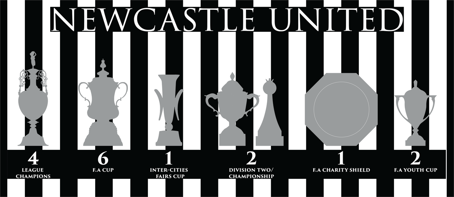 Newcastle United Trophies Mug - Stripes - White Text