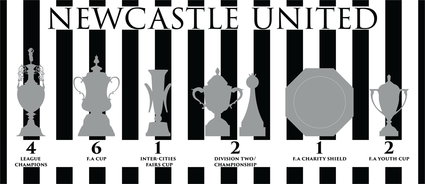 Newcastle United Trophies Mug - Stripes - Black Text