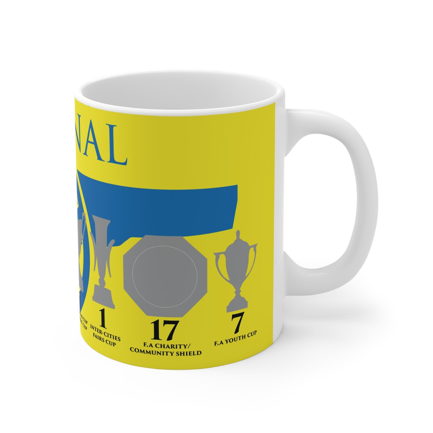 Arsenal Trophies Mug UPDATED - Yellow - Blue Cannon