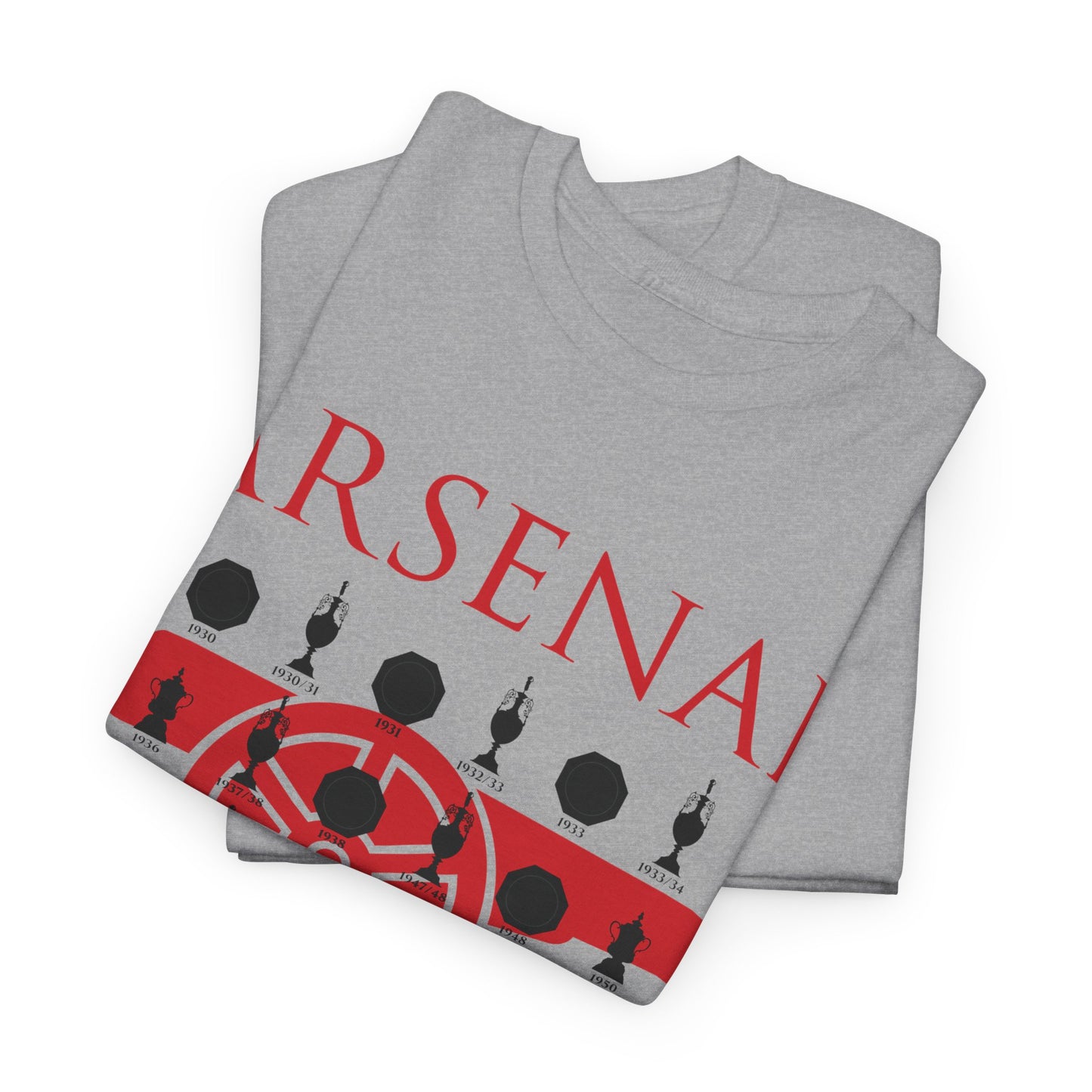 Arsenal Cannon & Trophies Collection Unisex Heavy Cotton T-Shirt - Red/Black/White/Sport Grey/Royal/Gold/Navy
