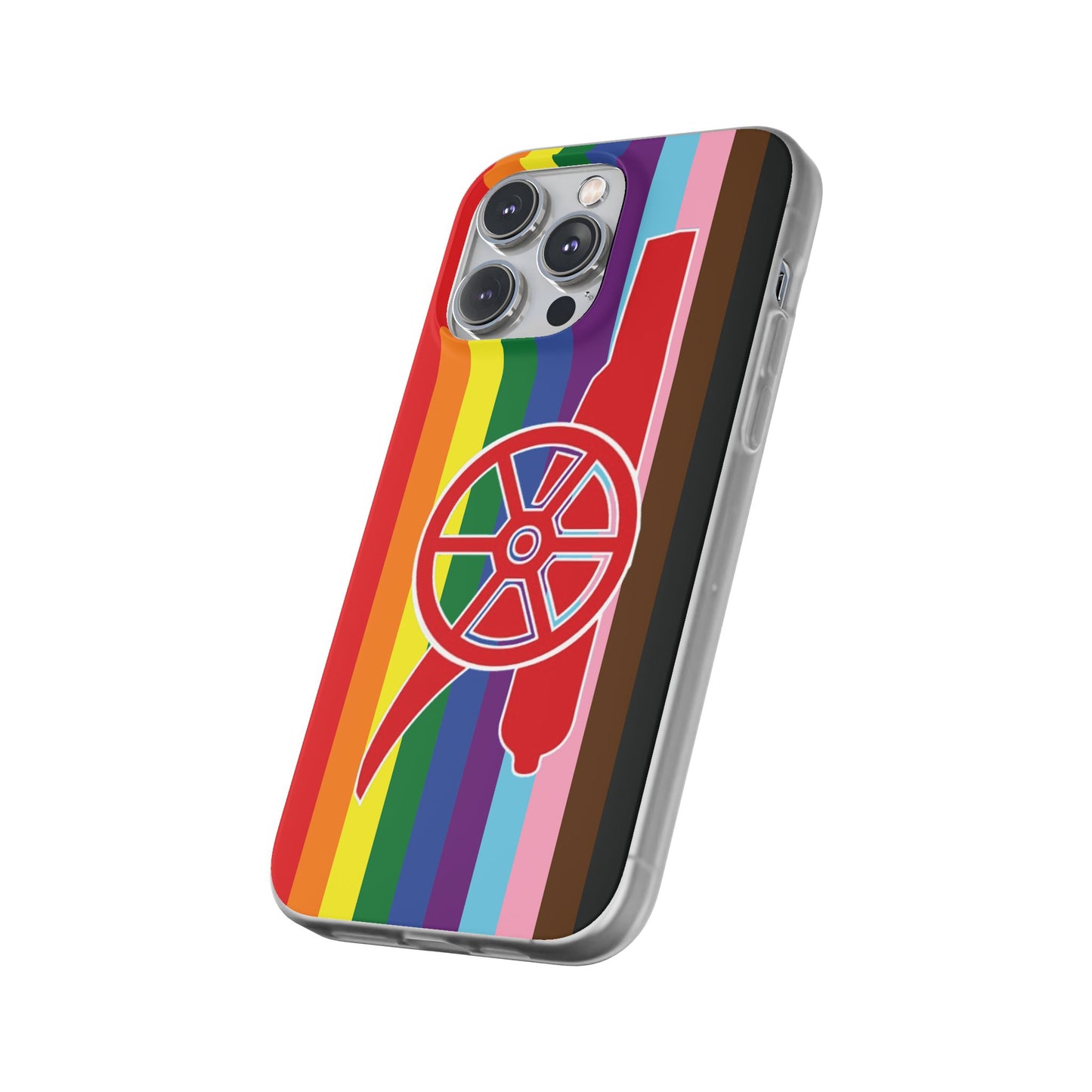 Arsenal Cannon Rainbow iPhone Flexi Case - iPhone 16, 15, 14, Plus/Pro/Pro Max