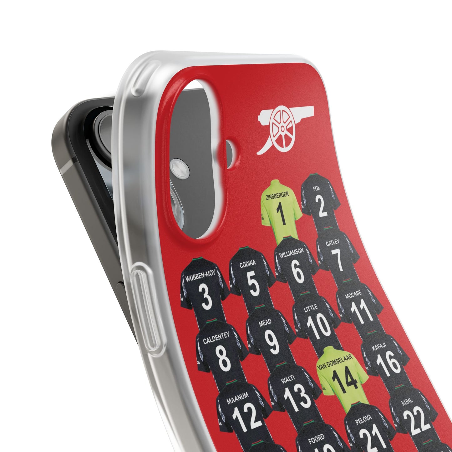 Arsenal Women Away Kit iPhone Flexi Case - iPhone 16, 15, 14, 13, 12, Mini/Plus/Pro/Pro Max - Red