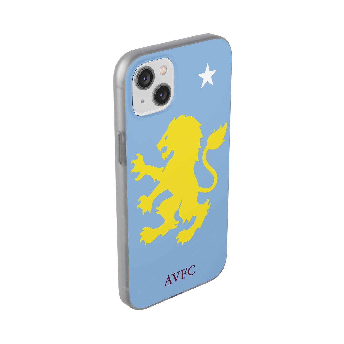 Aston Villa iPhone Flexi Case - iPhone 16, 15, 14, Plus/Pro/Pro Max - Blue, Yellow Lion