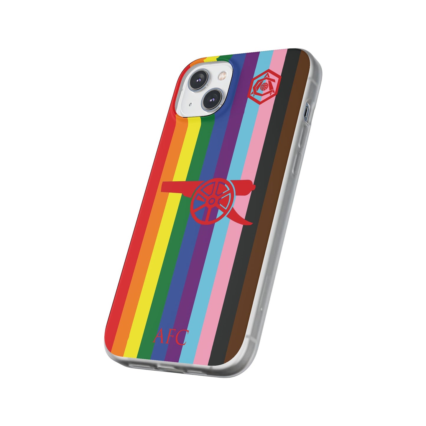 Arsenal Cannon & Monogram Rainbow iPhone Flexi Case - iPhone 16, 15, 14, Plus/Pro/Pro Max