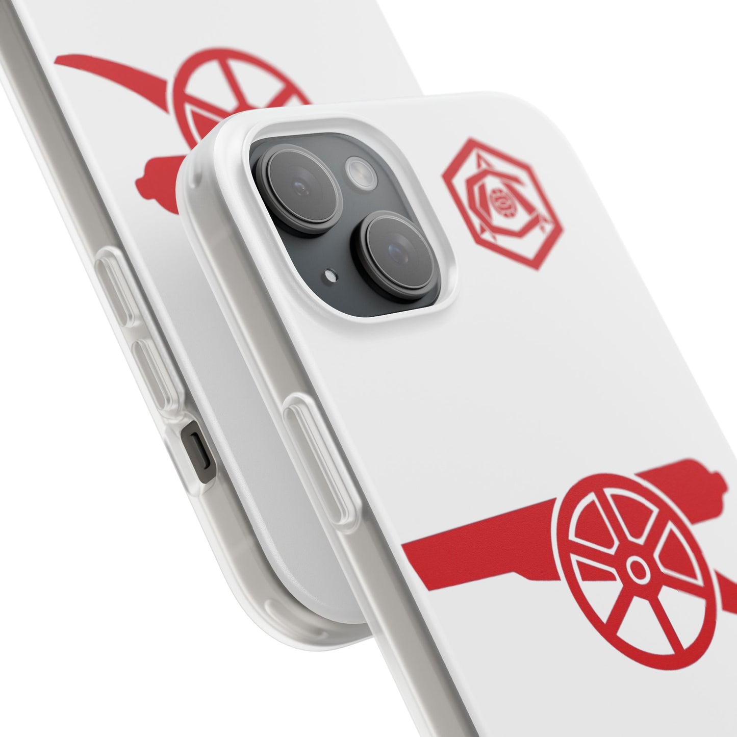 Arsenal Cannon & Monogram White iPhone Flexi Case - iPhone 16, 15, 14, Plus/Pro/Pro Max