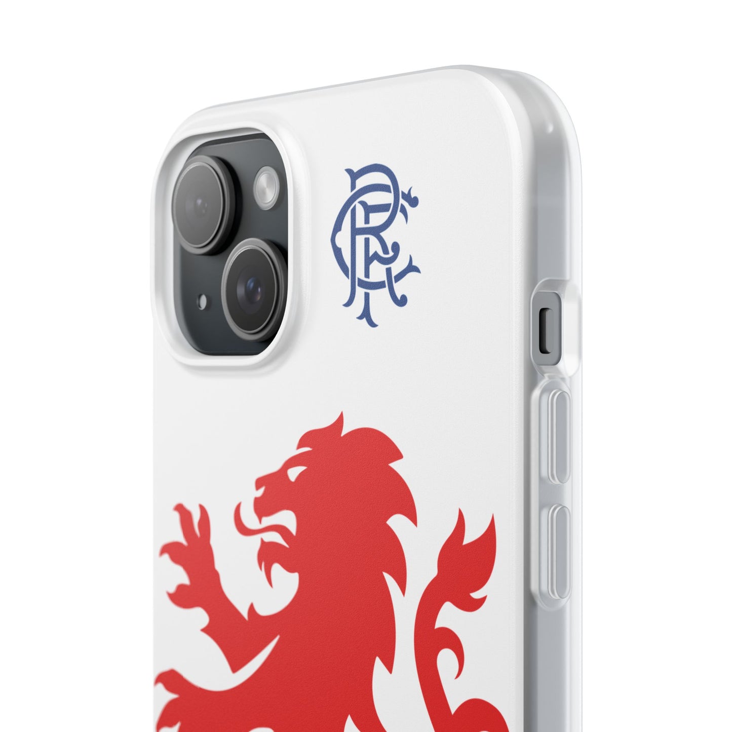 Rangers Lion & Monogram White iPhone Flexi Case - iPhone 16, 15, 14, Plus/Pro/Pro Max