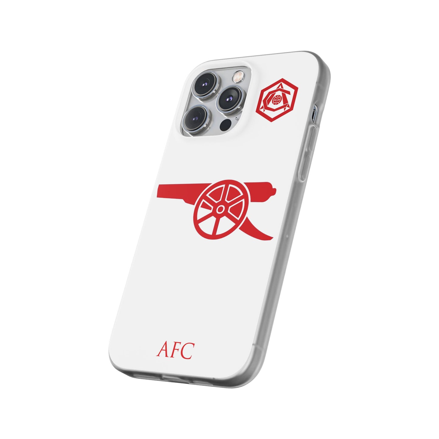 Arsenal Cannon & Monogram White iPhone Flexi Case - iPhone 16, 15, 14, Plus/Pro/Pro Max