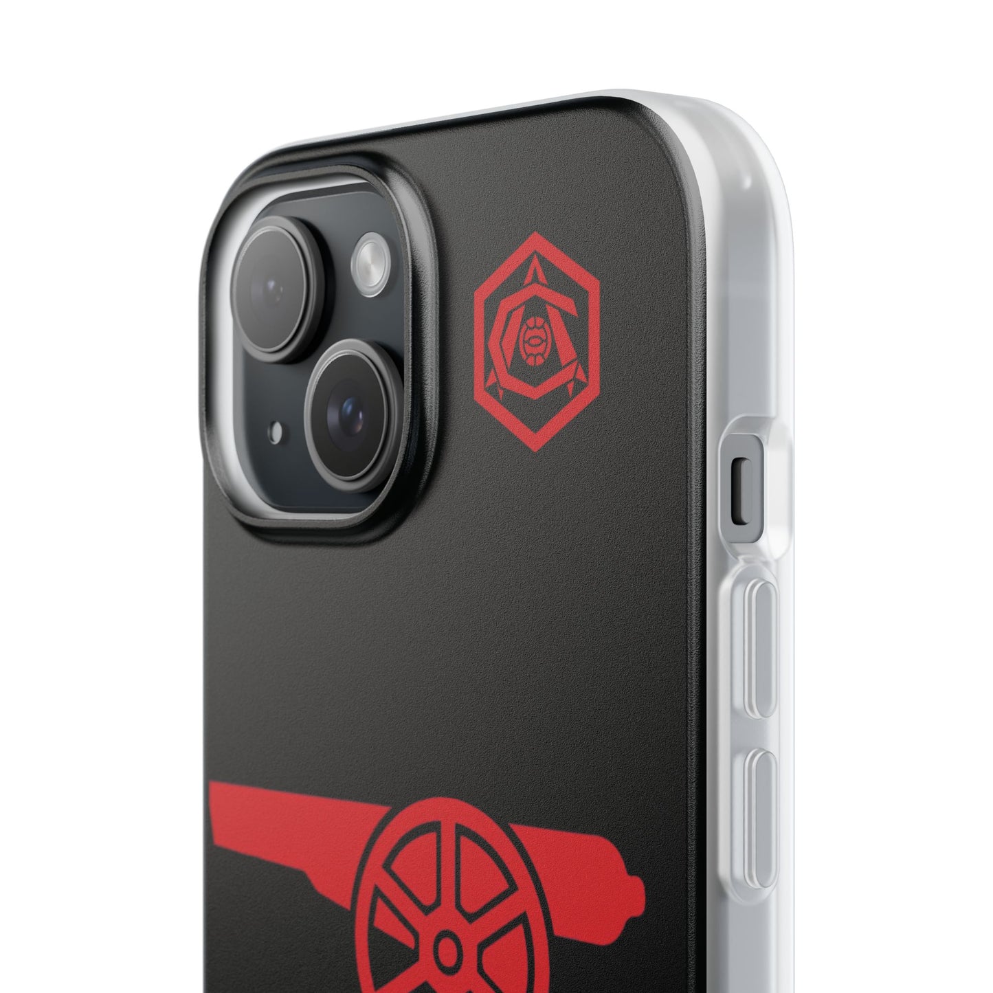 Arsenal Cannon & Monogram Black iPhone Flexi Case - iPhone 16, 15, 14, Plus/Pro/Pro Max