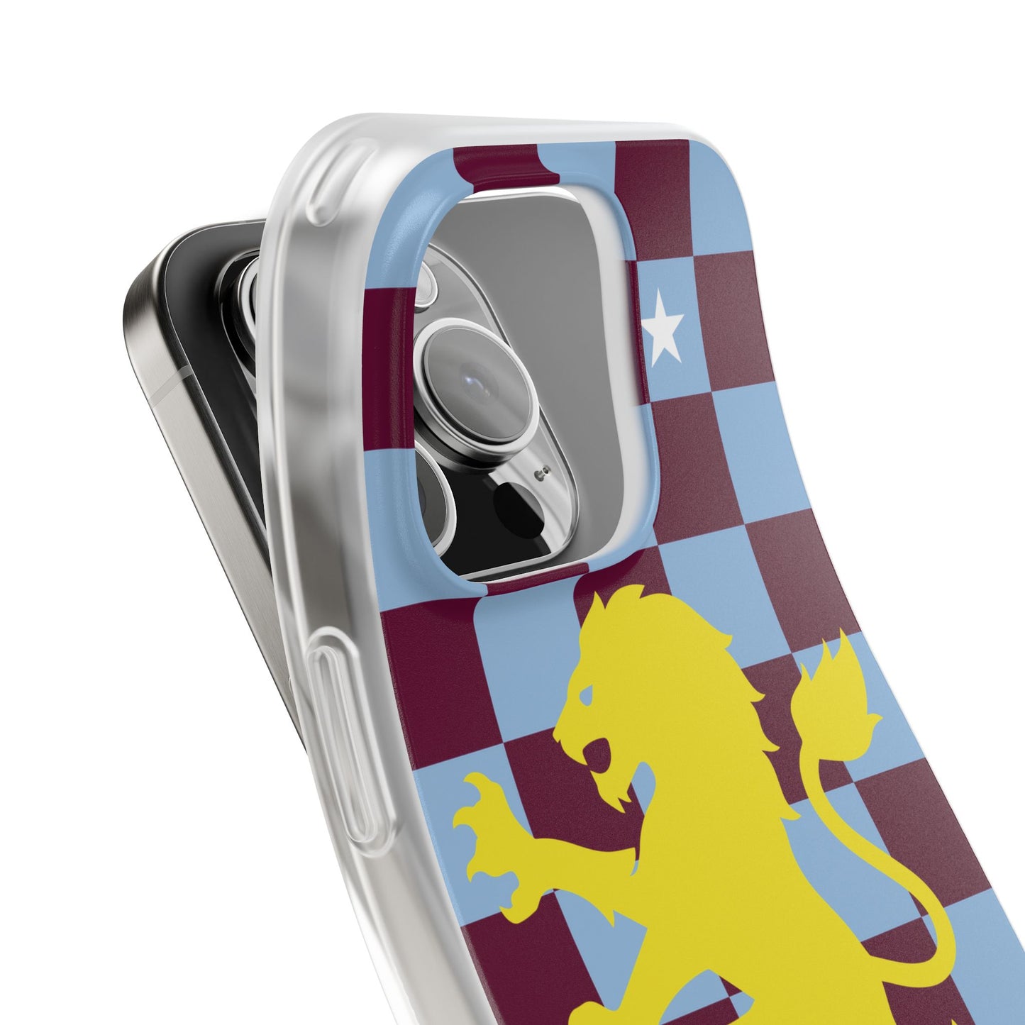 Aston Villa Claret & Blue Chequered iPhone Flexi Case - iPhone 16, 15, 14, Plus/Pro/Pro Max