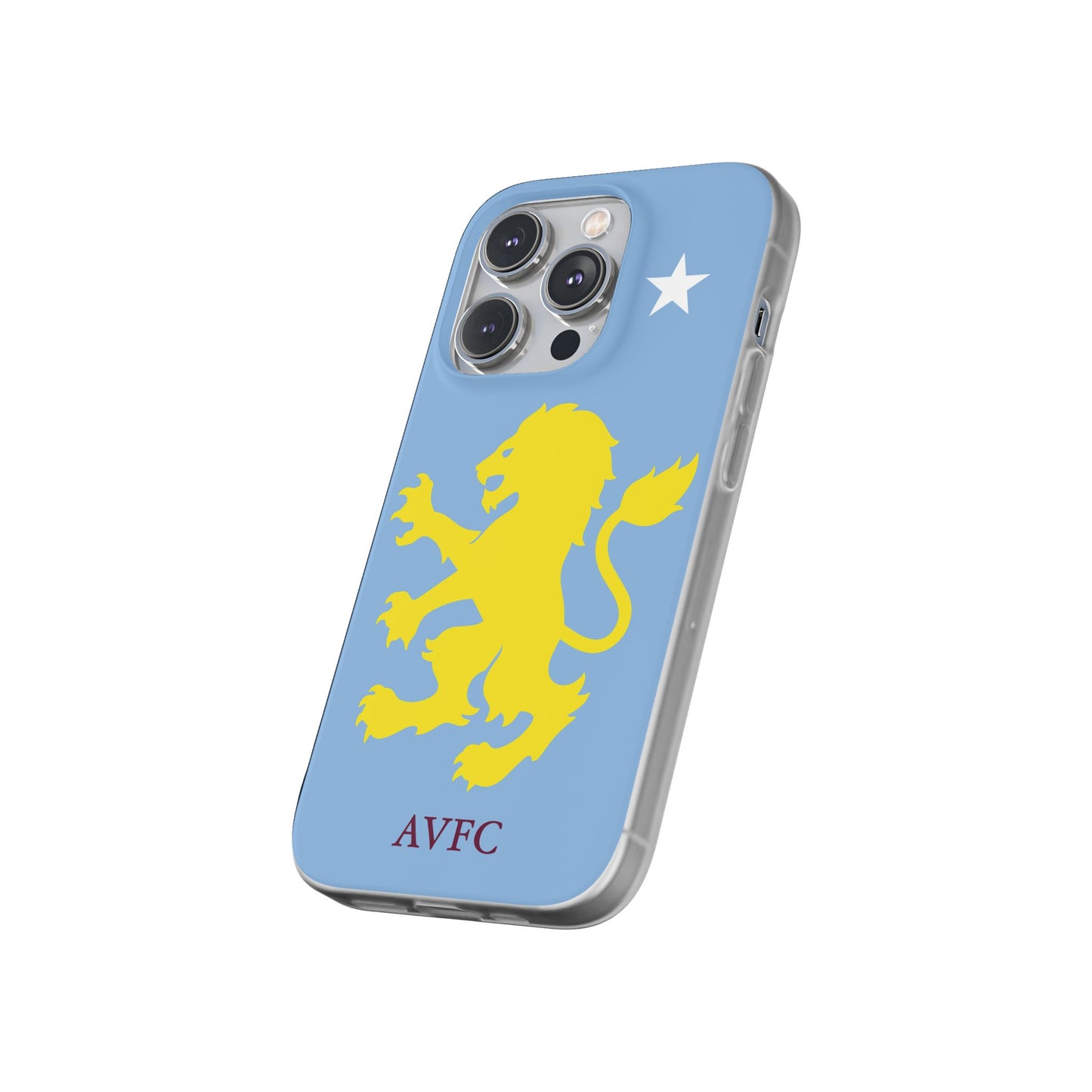 Aston Villa iPhone Flexi Case - iPhone 16, 15, 14, Plus/Pro/Pro Max - Blue, Yellow Lion