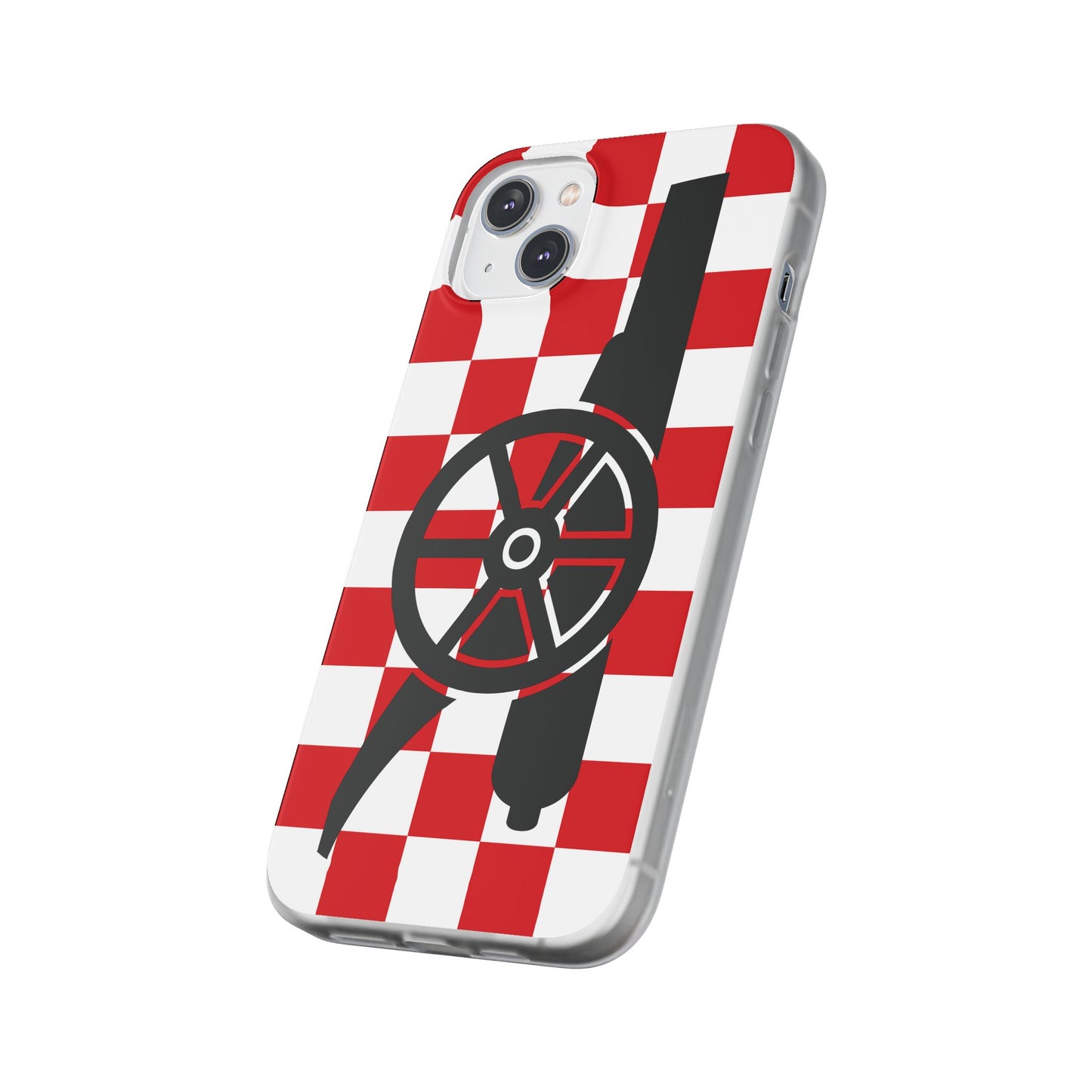 Arsenal Cannon Red & White Chequered iPhone Flexi Case - iPhone 16, 15, 14, Plus/Pro/Pro Max