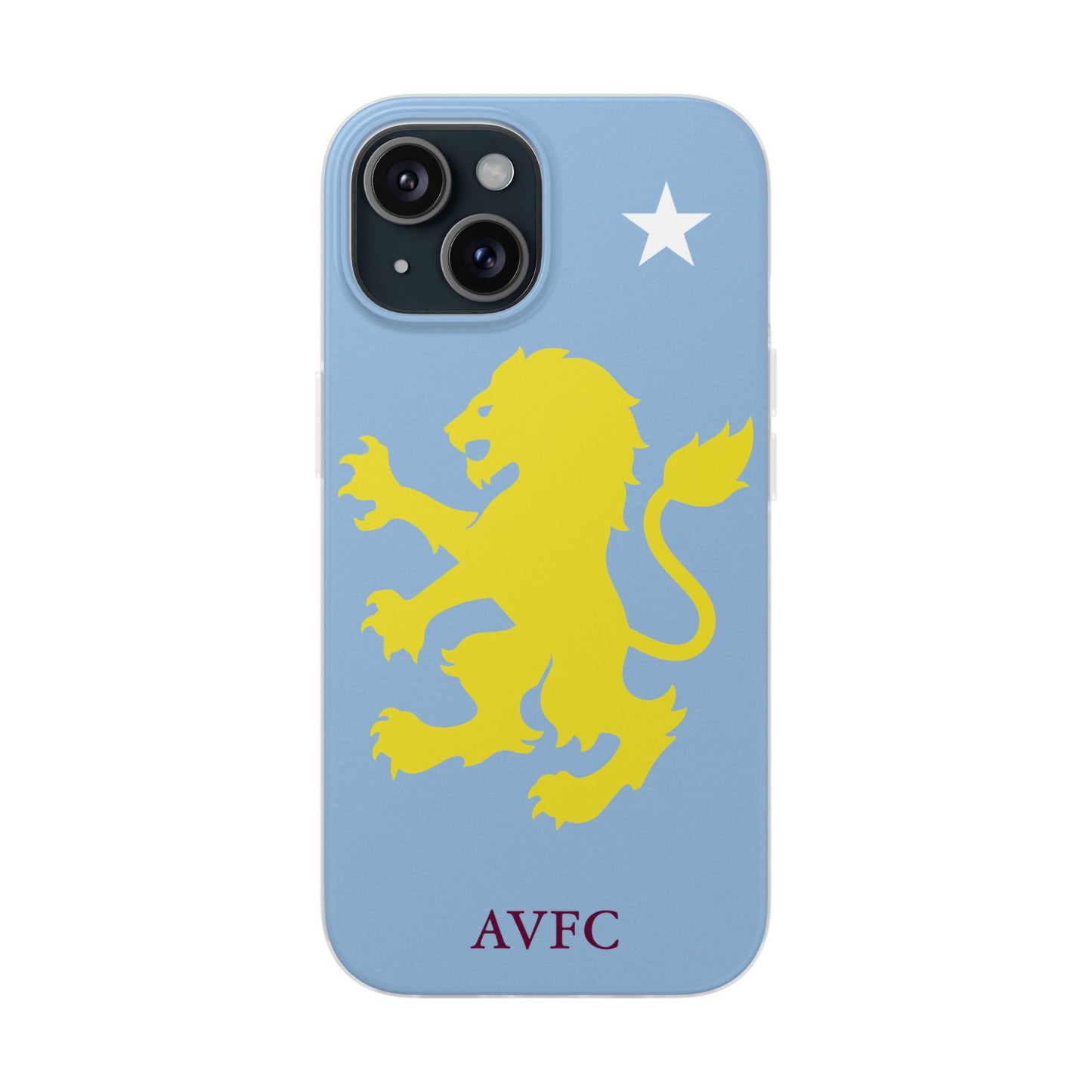 Aston Villa iPhone Flexi Case - iPhone 16, 15, 14, Plus/Pro/Pro Max - Blue, Yellow Lion