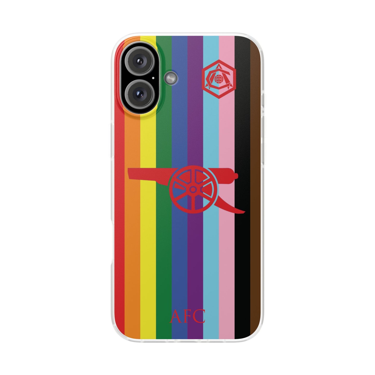 Arsenal Cannon & Monogram Rainbow iPhone Flexi Case - iPhone 16, 15, 14, Plus/Pro/Pro Max