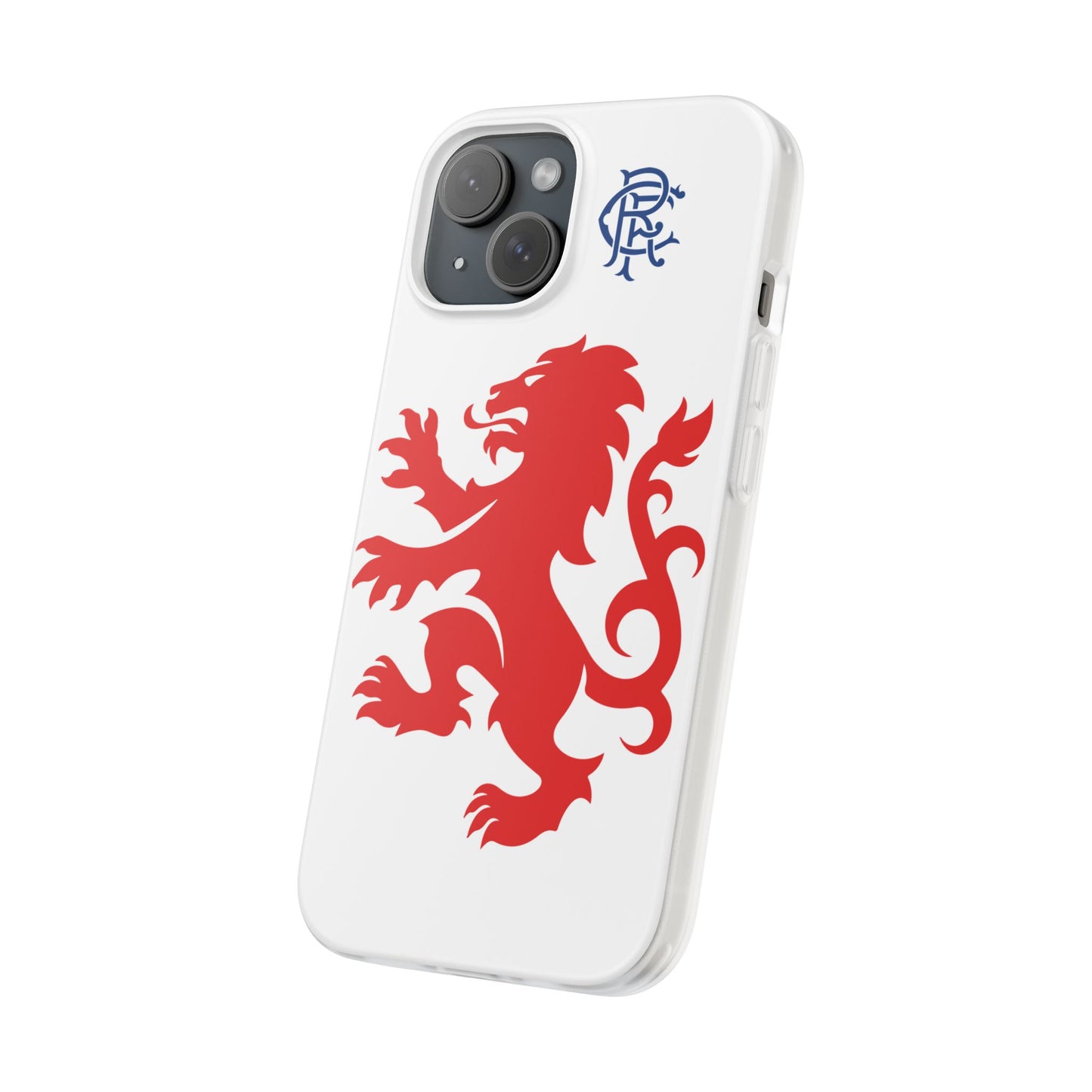 Rangers Lion & Monogram White iPhone Flexi Case - iPhone 16, 15, 14, Plus/Pro/Pro Max