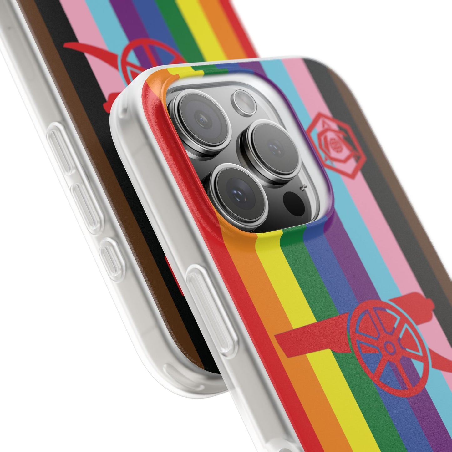 Arsenal Cannon & Monogram Rainbow iPhone Flexi Case - iPhone 16, 15, 14, Plus/Pro/Pro Max