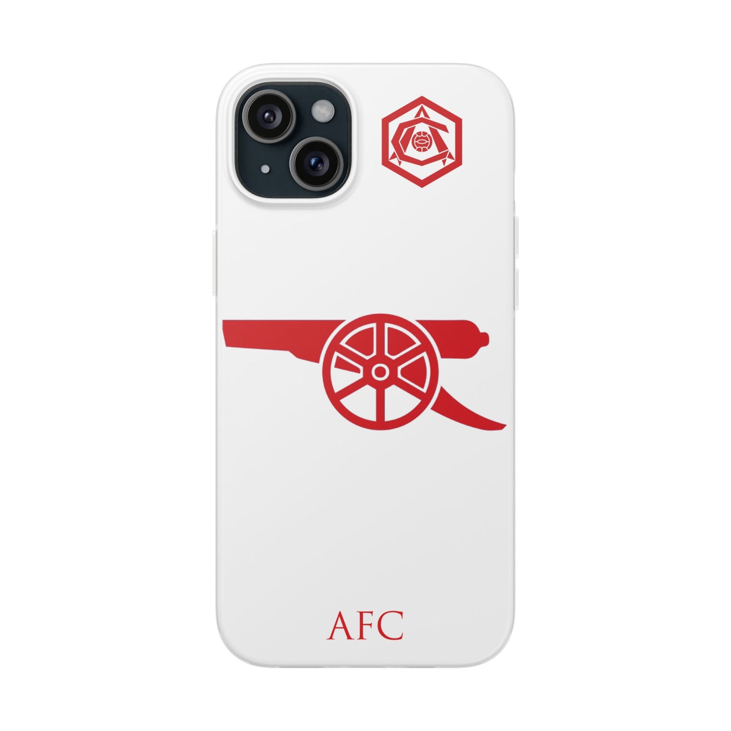 Arsenal Cannon & Monogram White iPhone Flexi Case - iPhone 16, 15, 14, Plus/Pro/Pro Max