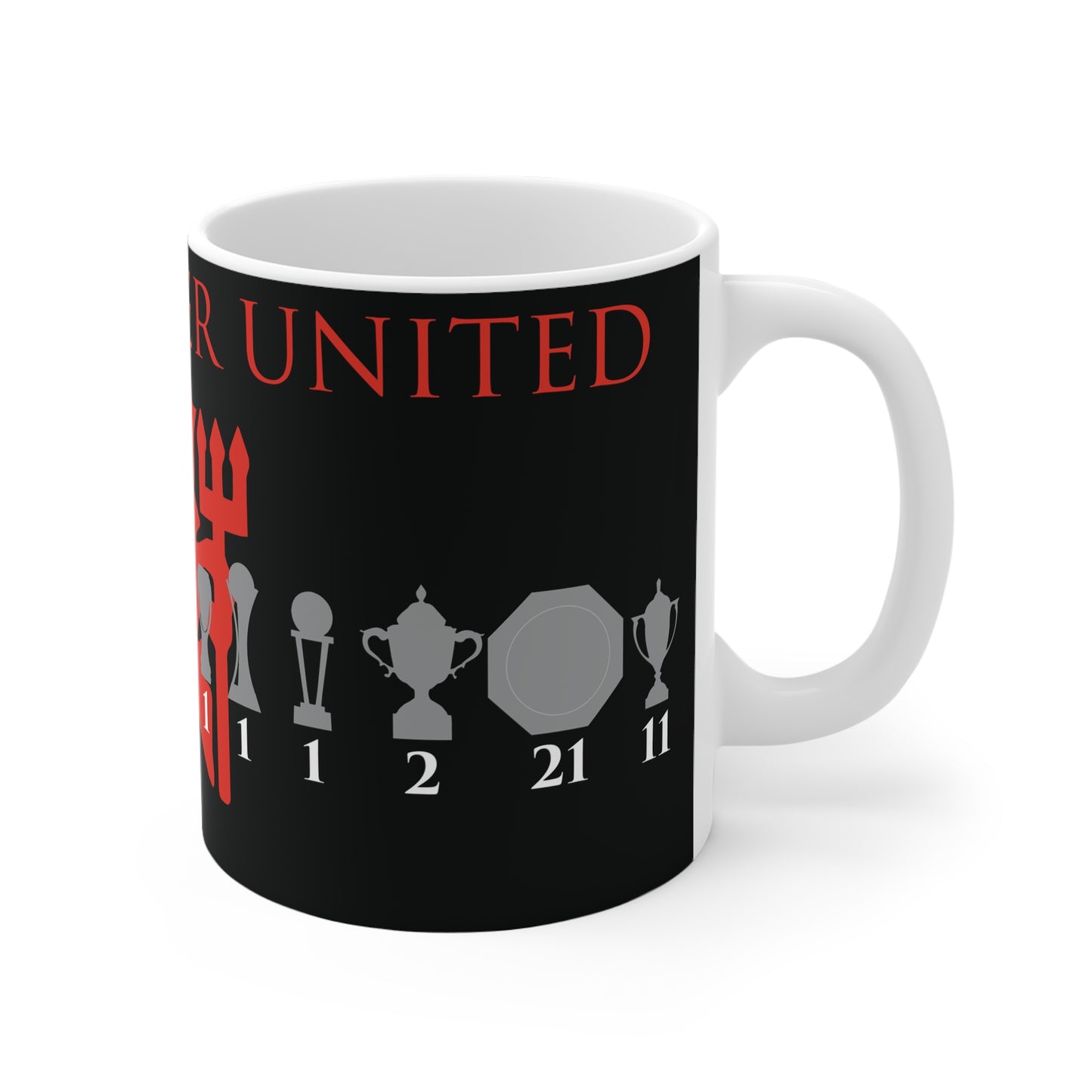 Manchester United Trophies & Red Devil Mug - Black