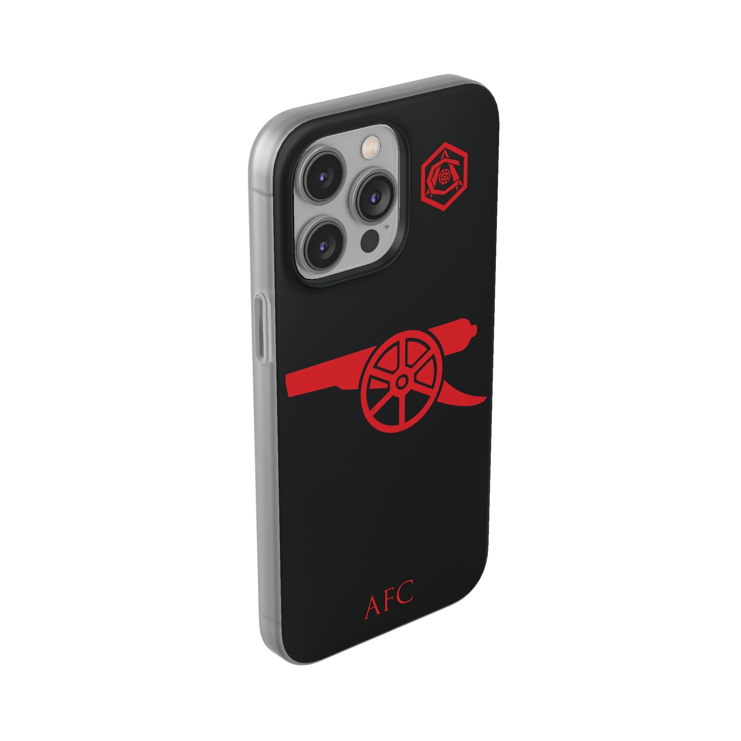 Arsenal Cannon & Monogram Black iPhone Flexi Case - iPhone 16, 15, 14, Plus/Pro/Pro Max