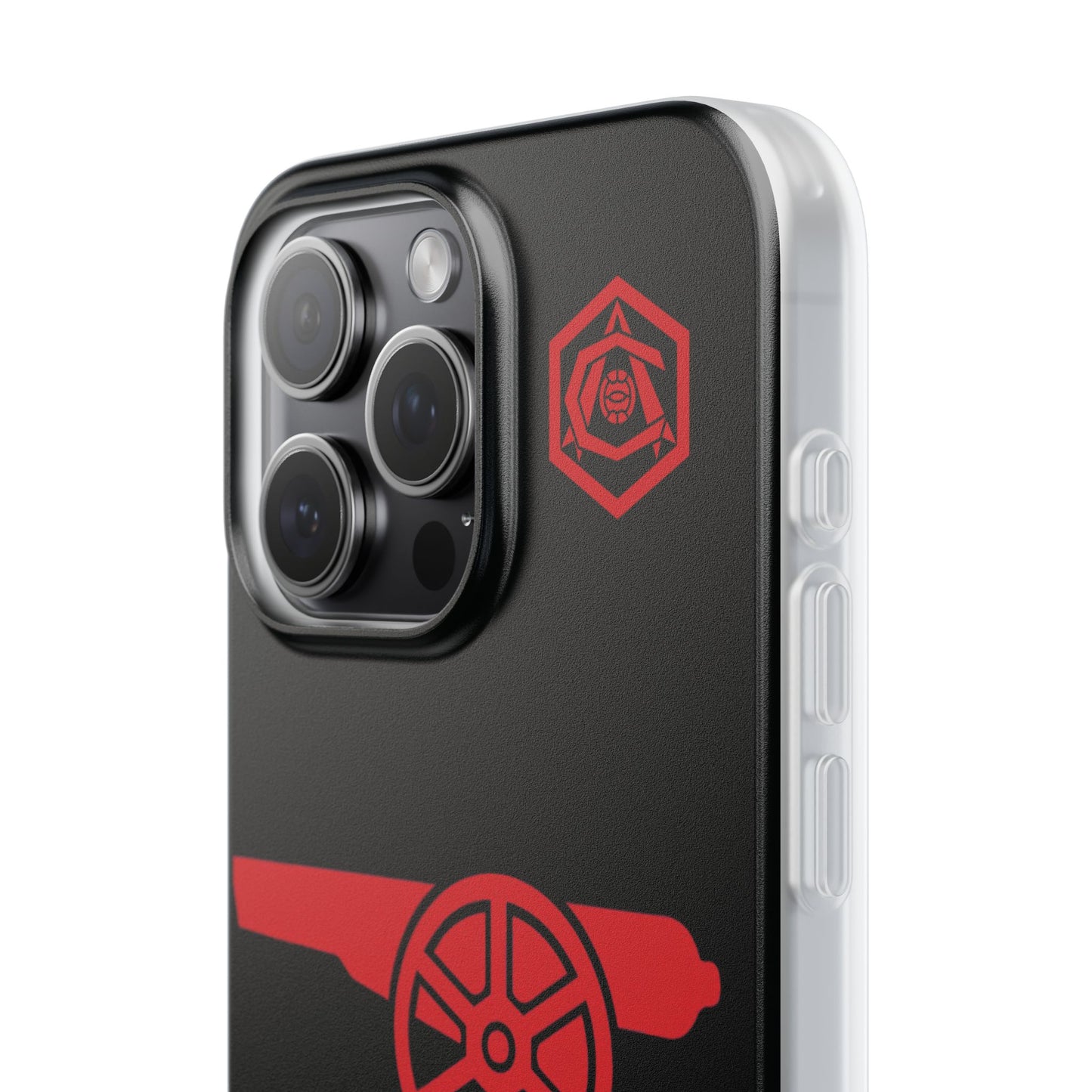 Arsenal Cannon & Monogram Black iPhone Flexi Case - iPhone 16, 15, 14, Plus/Pro/Pro Max