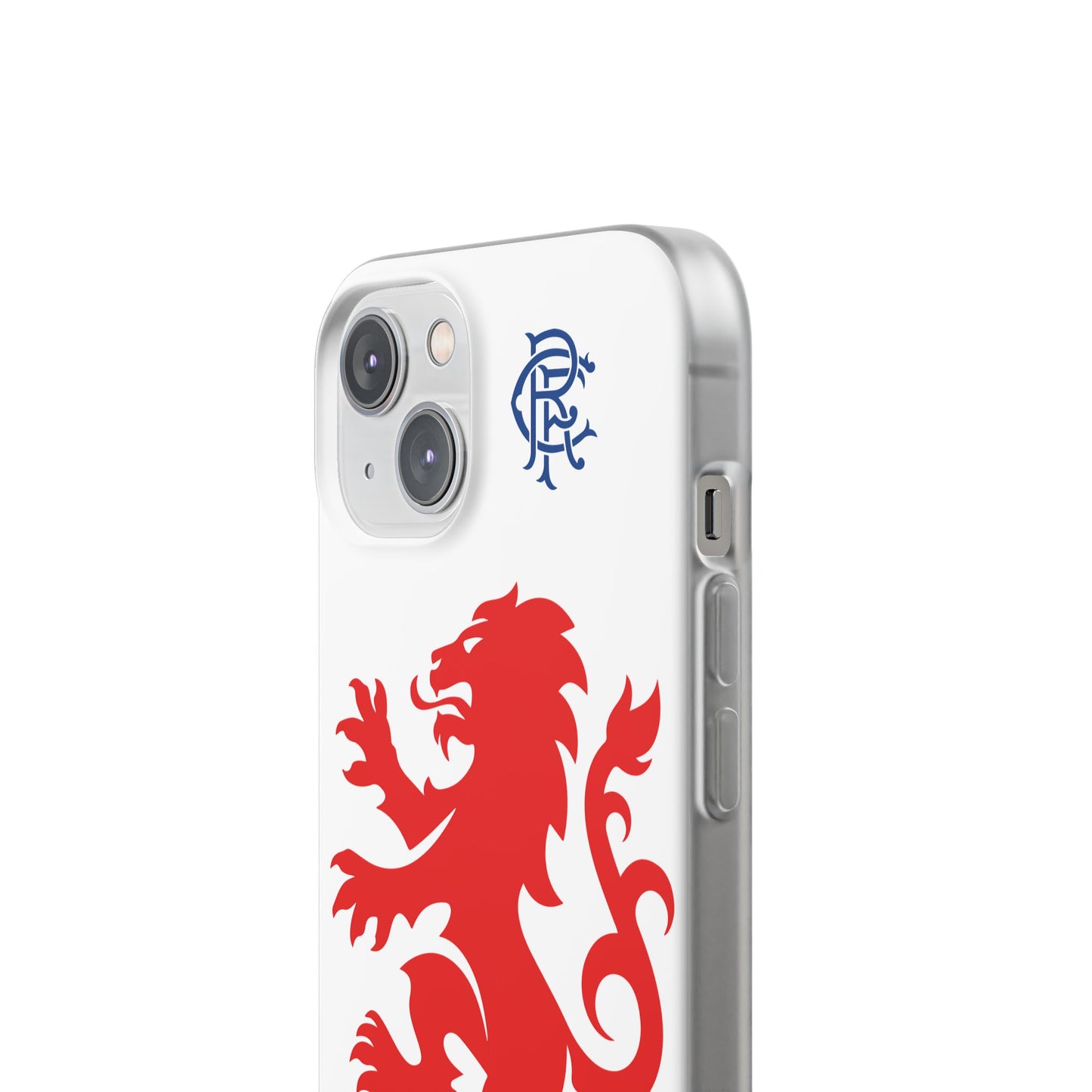 Rangers Lion & Monogram White iPhone Flexi Case - iPhone 16, 15, 14, Plus/Pro/Pro Max