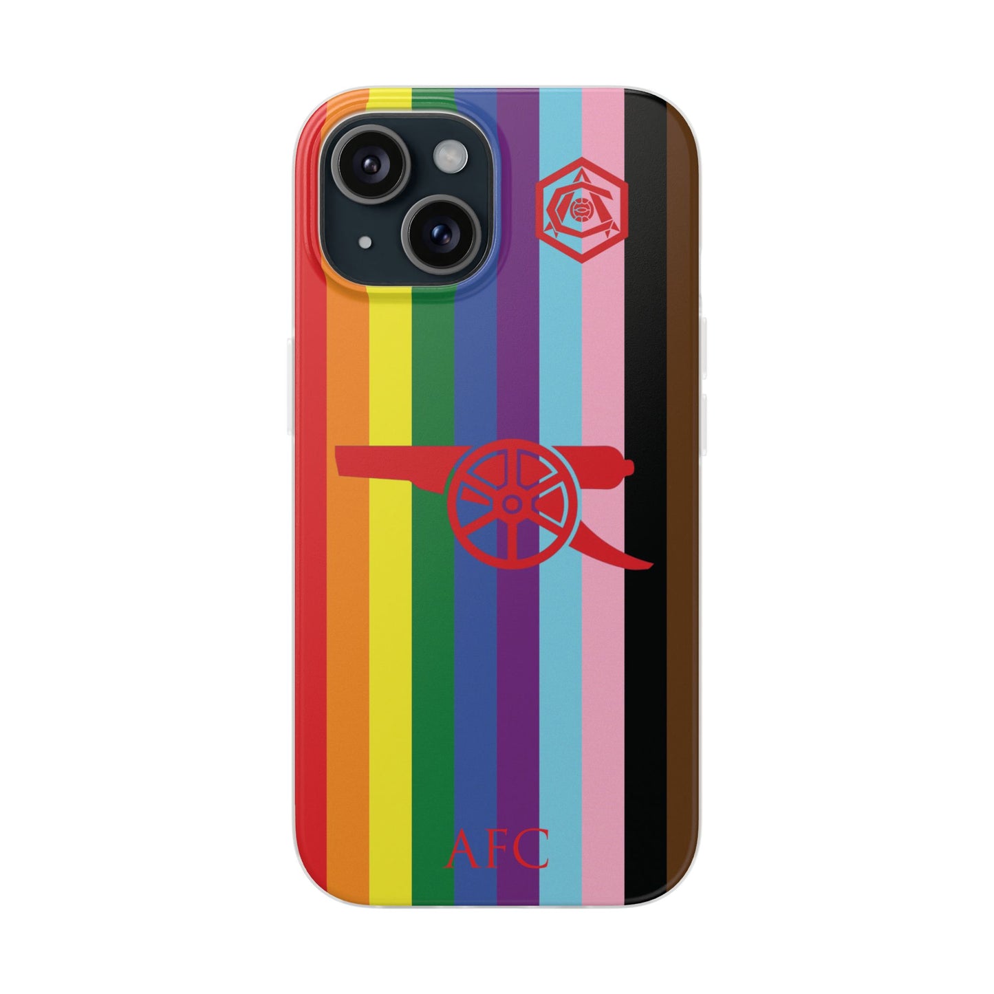 Arsenal Cannon & Monogram Rainbow iPhone Flexi Case - iPhone 16, 15, 14, Plus/Pro/Pro Max