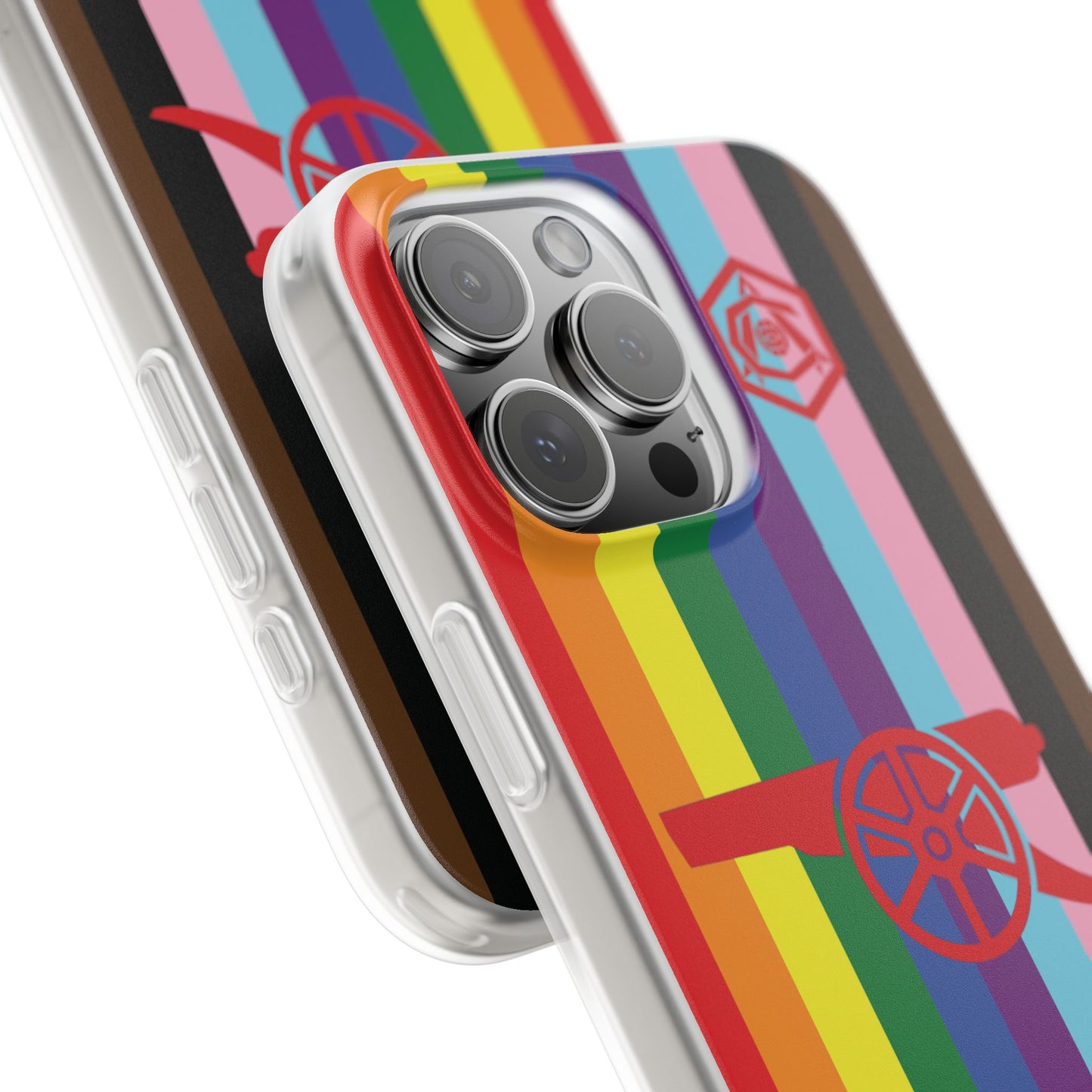 Arsenal Cannon & Monogram Rainbow iPhone Flexi Case - iPhone 16, 15, 14, Plus/Pro/Pro Max